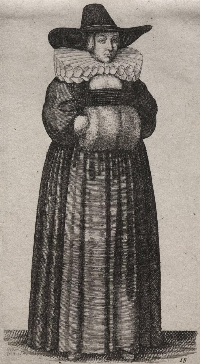 Les Diverses Habitudes des Femmes Anglaises, de la Noblesse aux Femmes de la Campagne : La Femme avec un Chapeau Masculin et un Manchon Léger - Wenceslaus Hollar