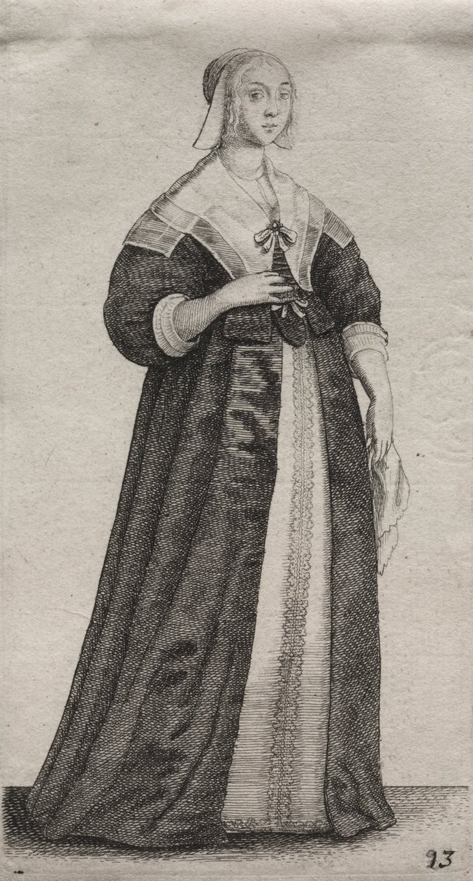 Les Diverses Habitudes des Femmes Anglaises, de la Noblesse aux Femmes de la Campagne : La Femme avec un Mouchoir - Wenceslaus Hollar