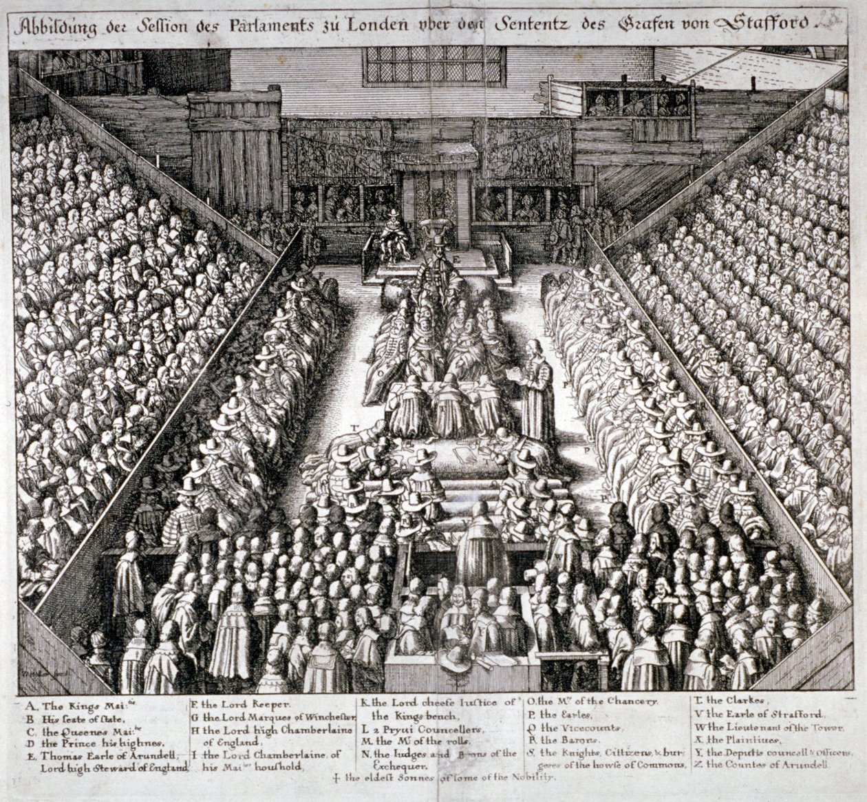 Le procès de Thomas Wentworth, comte de Strafford, Westminster Hall, Londres, 1641 - Wenceslaus Hollar