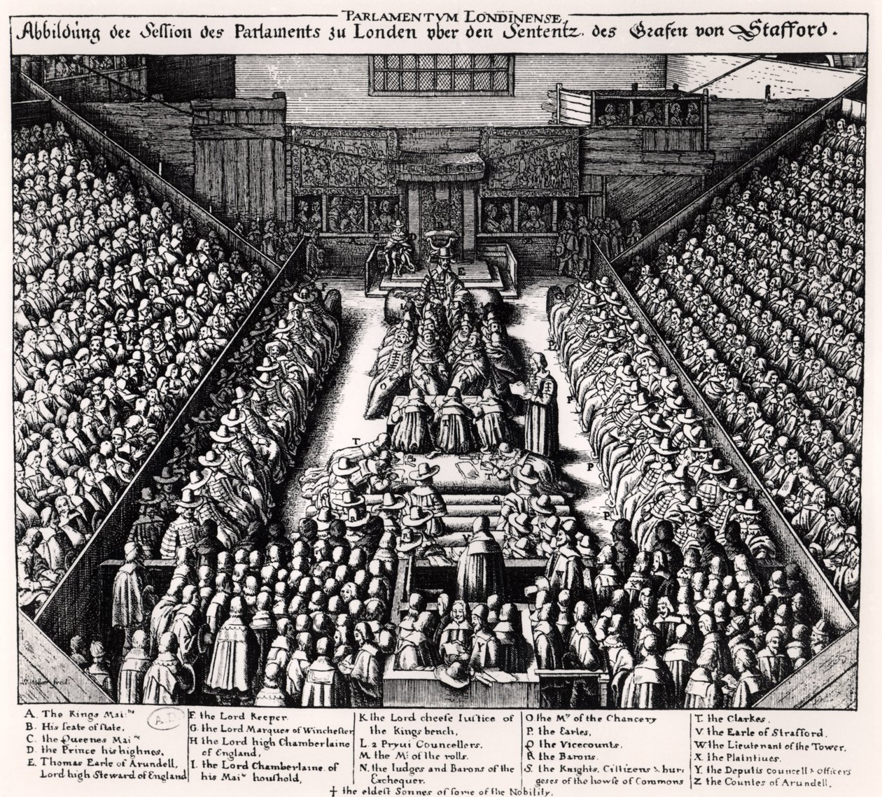 Le procès de Thomas Wentworth (1593-1641) comte de Strafford en 1641 - Wenceslaus Hollar