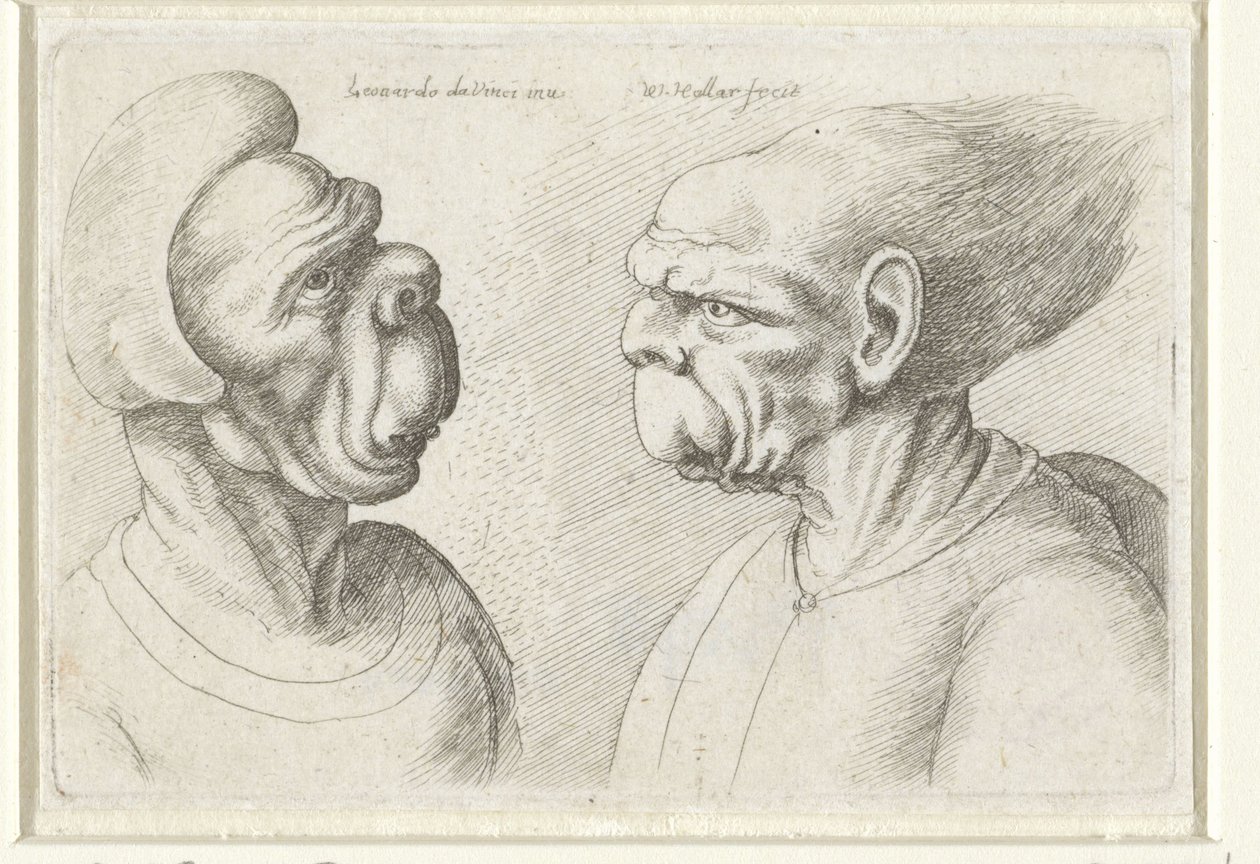 Deux têtes déformées (Varie figurae et probae) (Caricatures, têtes et déformations d