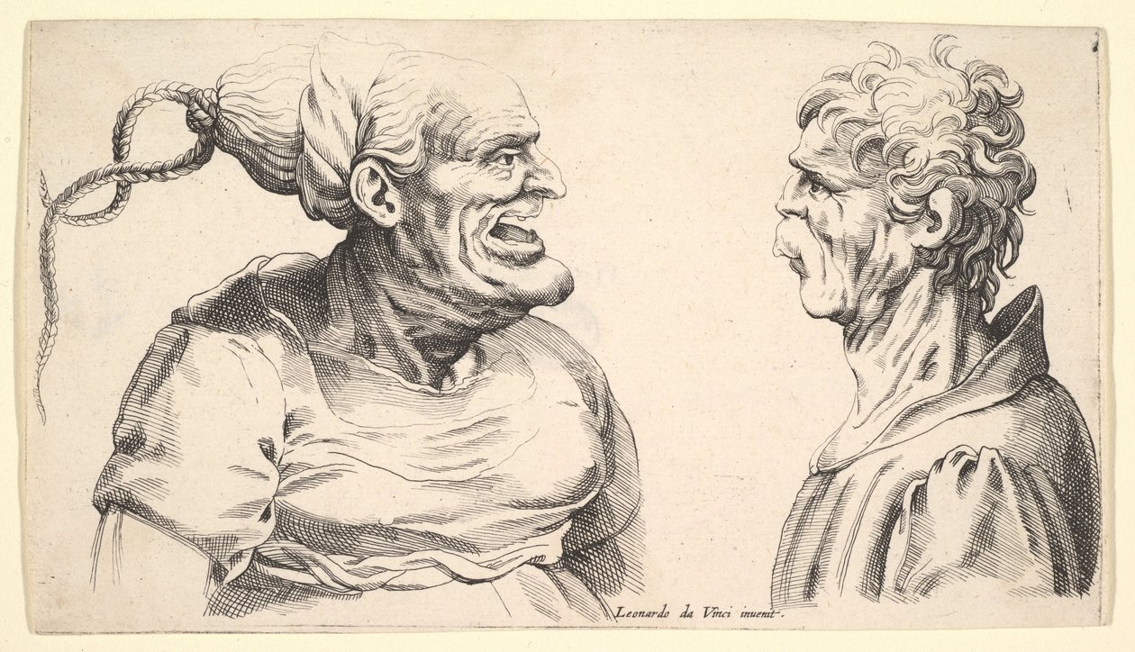 Deux têtes déformées, 1625-1744 - Wenceslaus Hollar