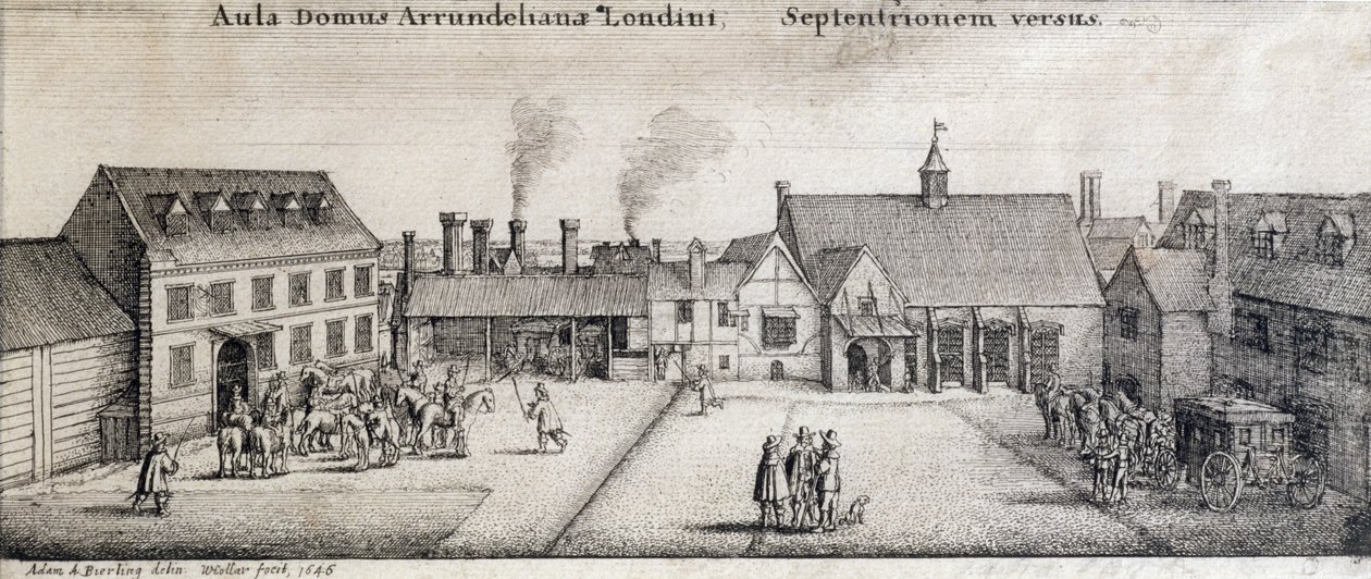 Vue de la maison Arundel, Strand, Londres, gravée par Adam Bierling, 1646 - Wenceslaus Hollar