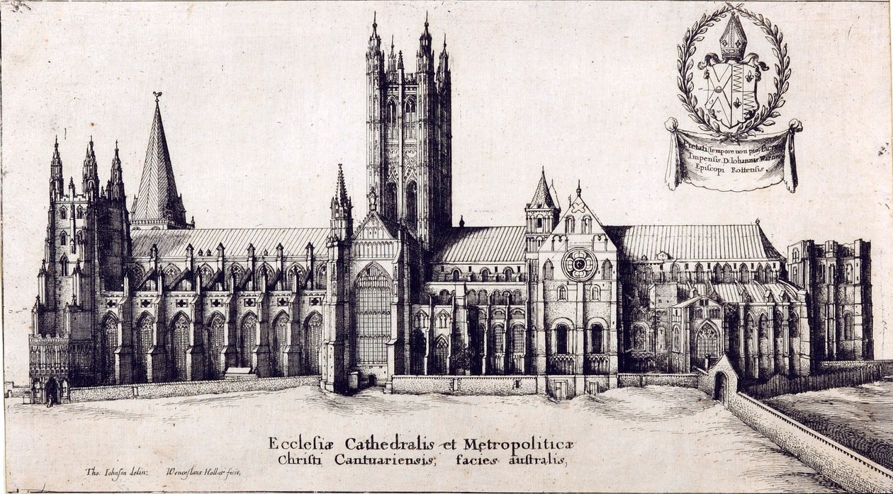 Vue de la cathédrale de Canterbury depuis le sud, vers 1638-66 - Wenceslaus Hollar