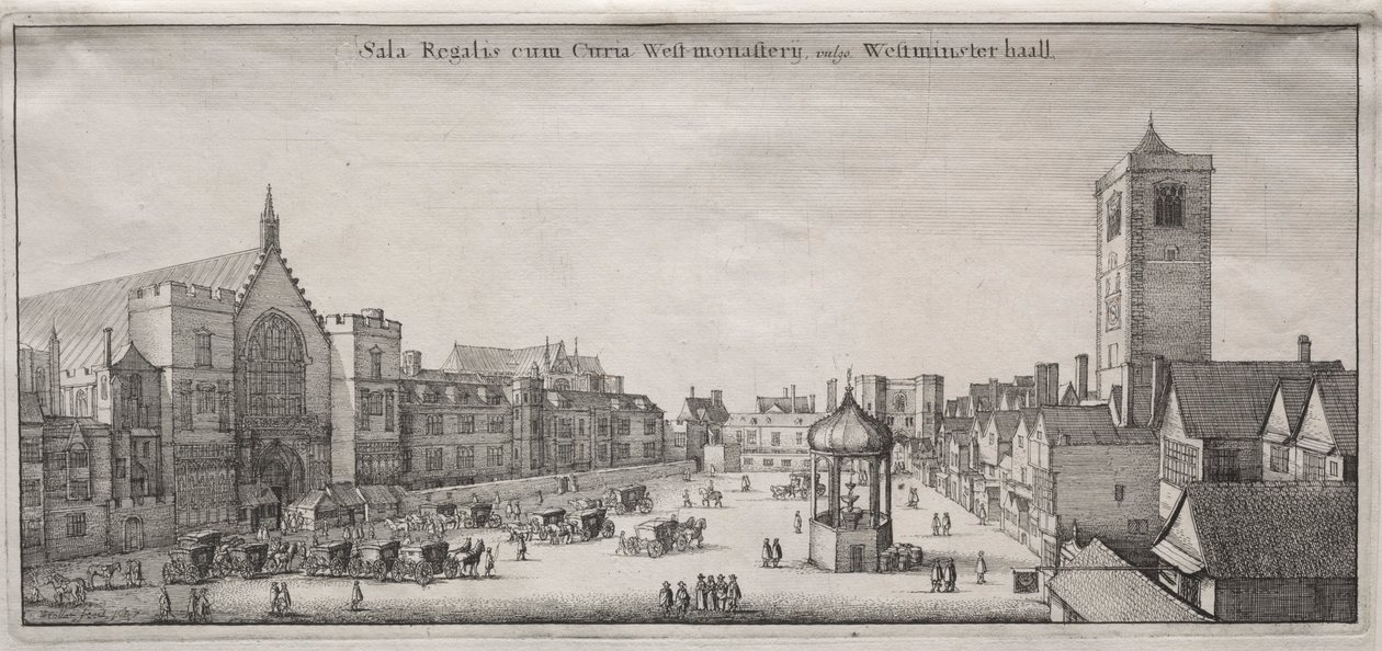 Vue de Londres : New Palace Yard avec Westminster Hall et la Clock House, 1647 - Wenceslaus Hollar