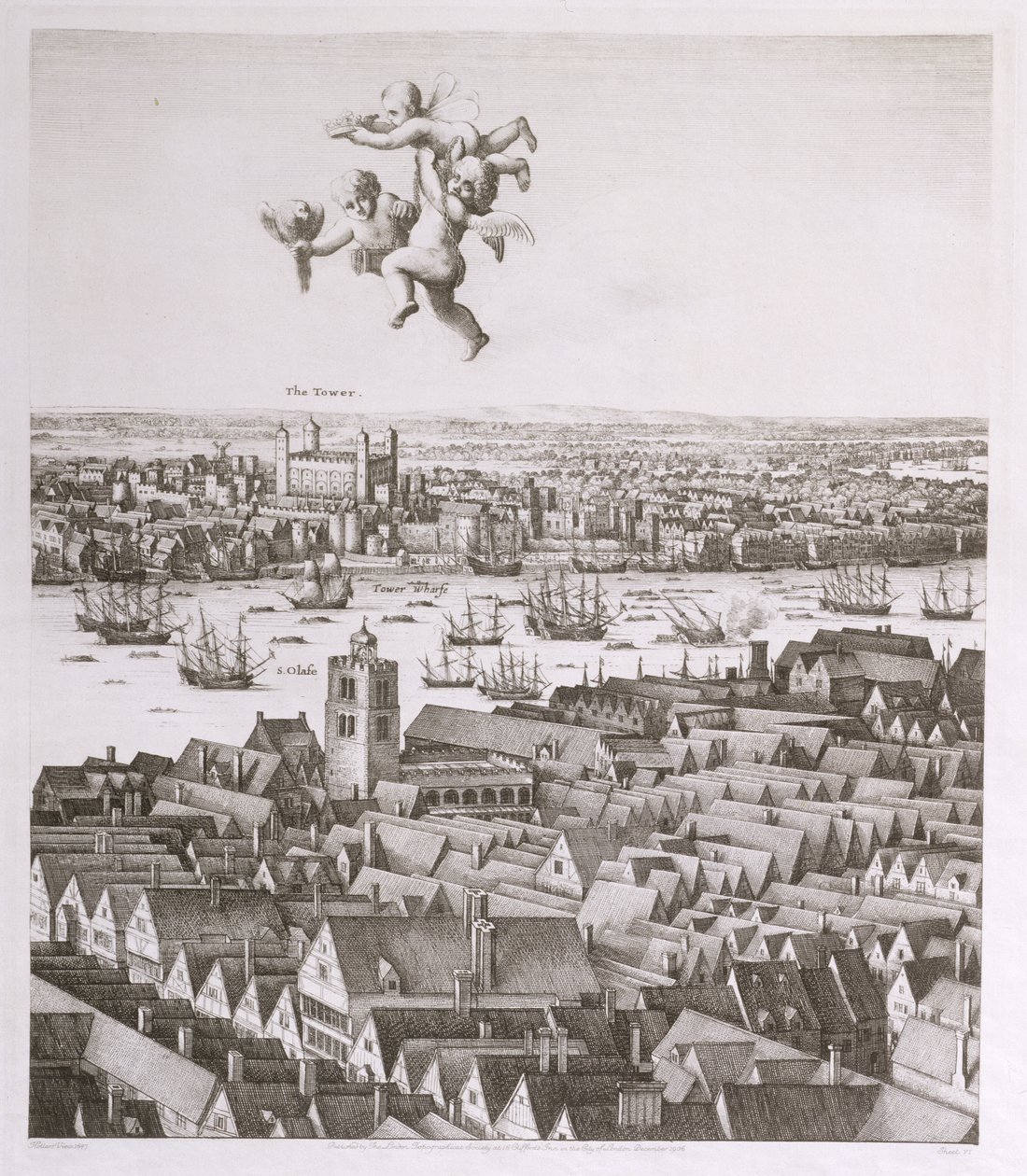 Vue de Londres, publiée en 1647 (fac-similé) (détail) - Wenceslaus Hollar