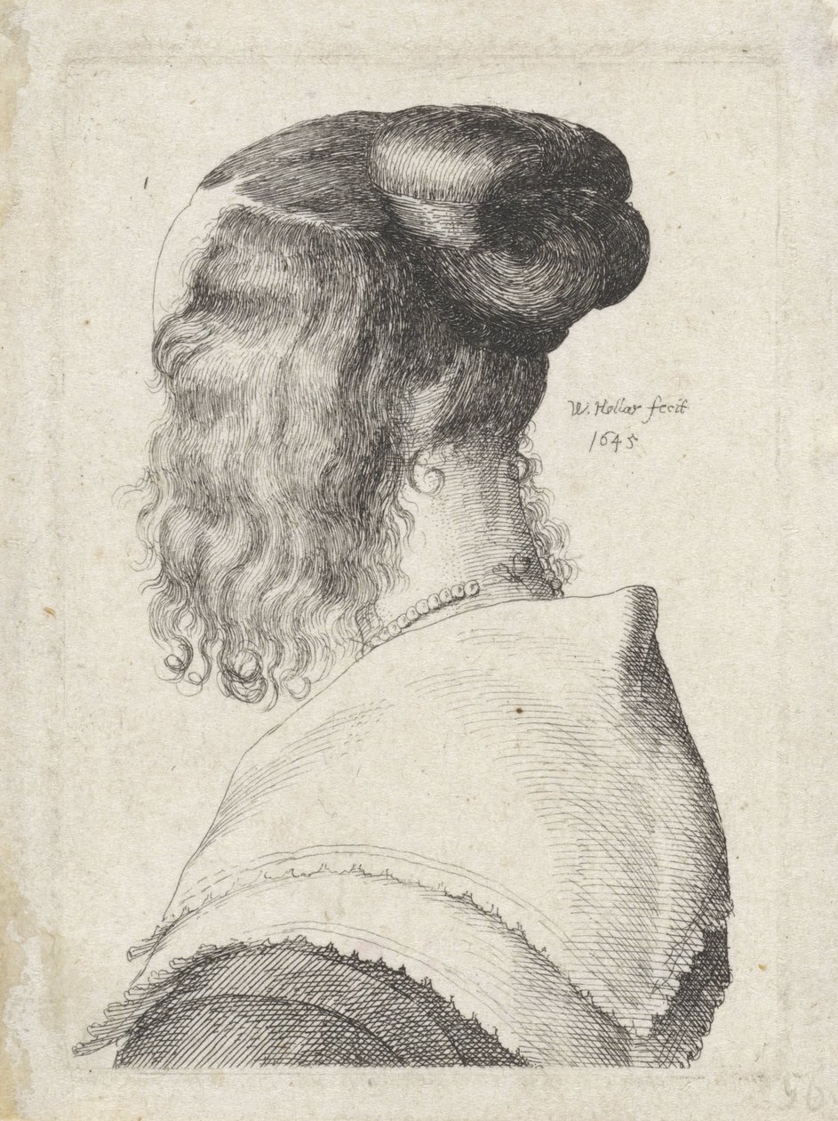 Femme aux cheveux relevés, vue de dos - Wenceslaus Hollar