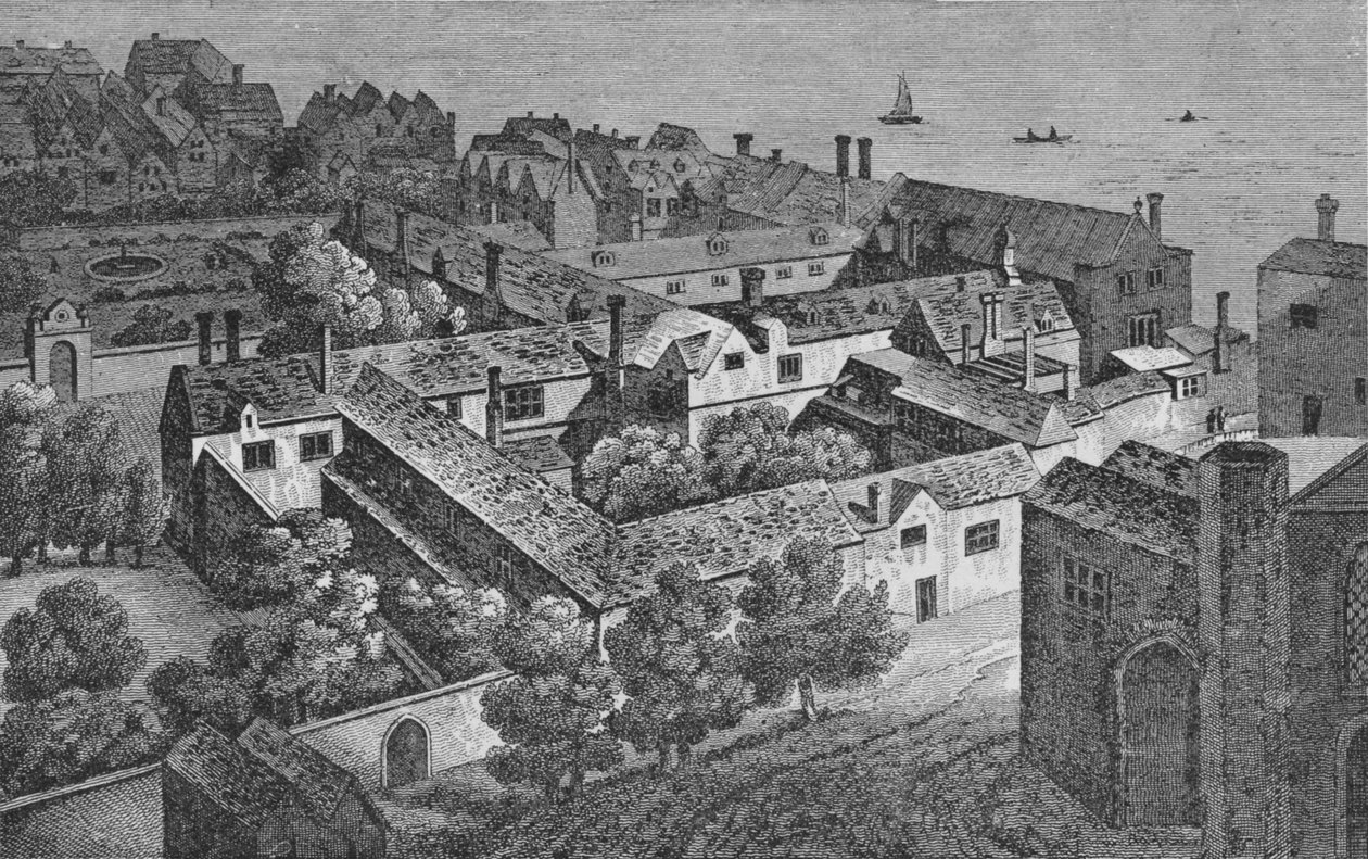 Maison Winchester, Southwark, vers 1649, depuis la tour de St. Saviours, vers 1812, 1912 - Wenceslaus Hollar
