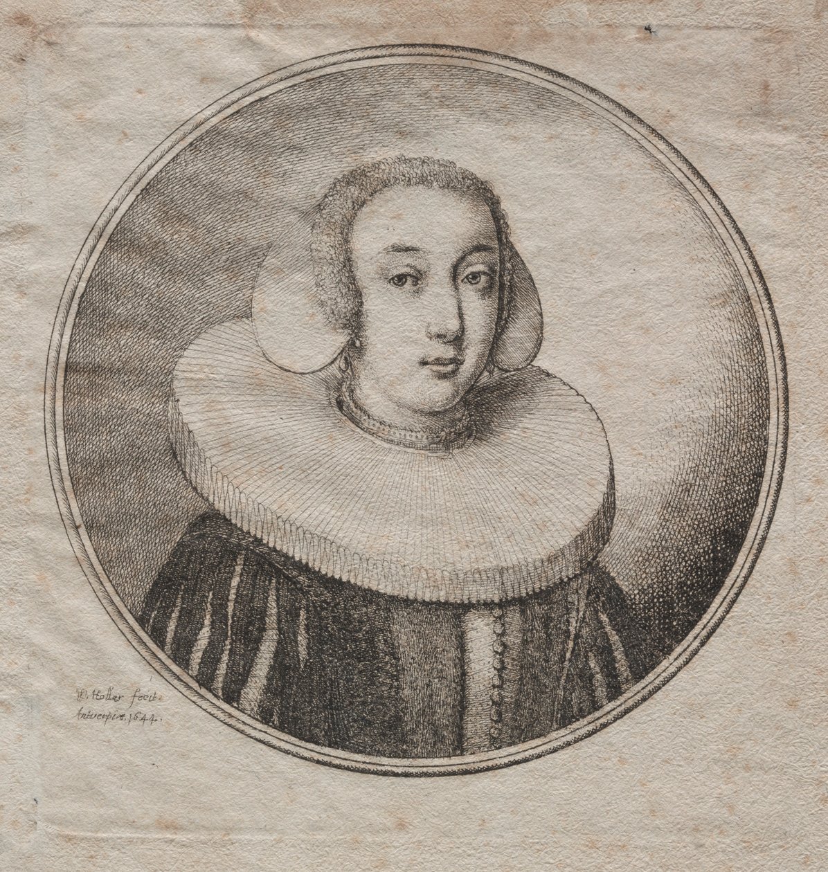 Femme avec une fraise de meule, 1644 - Wenceslaus Hollar