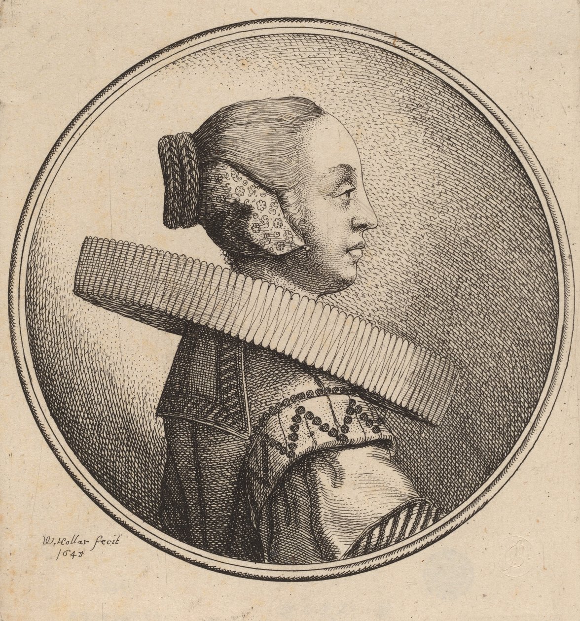 Femme avec une fraise de profil, 1643 - Wenceslaus Hollar