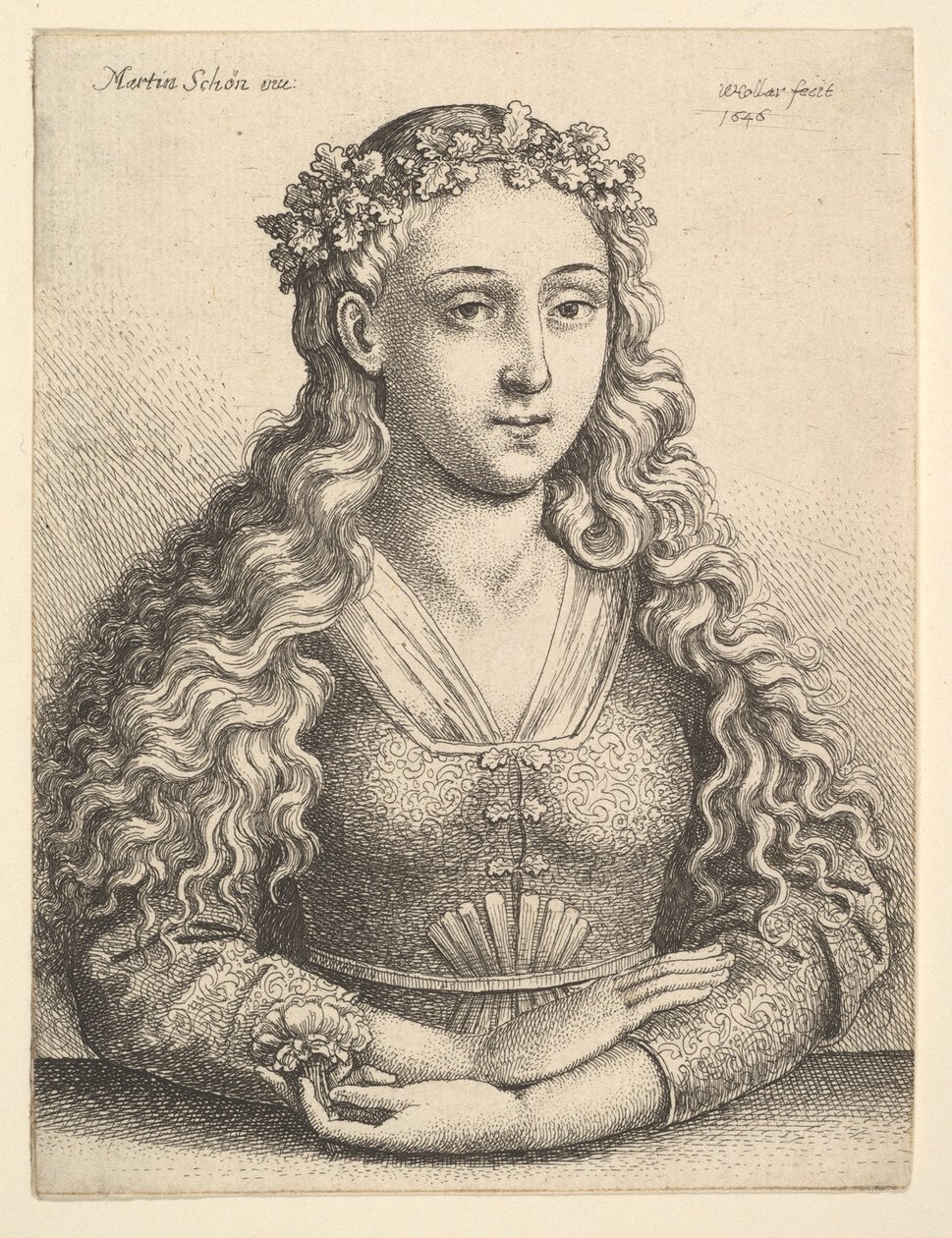 Femme avec une couronne de feuilles de chêne, 1646 - Wenceslaus Hollar