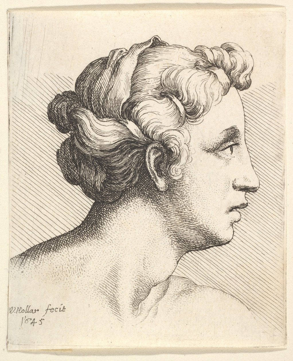 Femme avec une mèche de cheveux liée en profil à droite, 1645 - Wenceslaus Hollar
