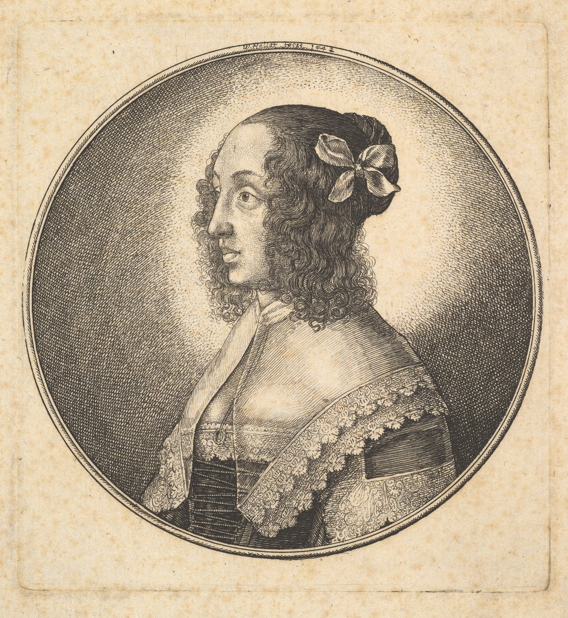Femme aux cheveux noirs et un nœud de profil à gauche, 1642 - Wenceslaus Hollar