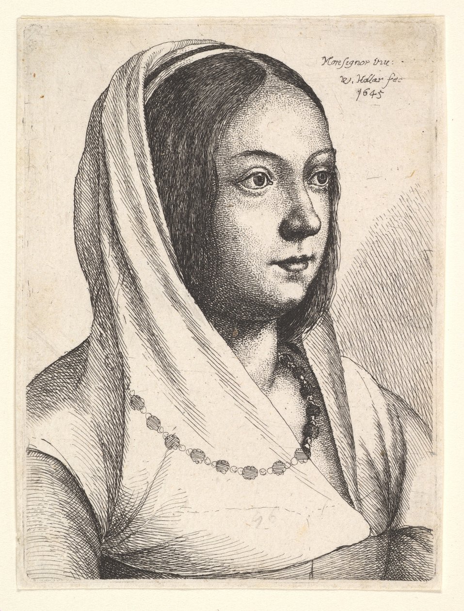 Jeune femme avec un foulard sur la tête, d