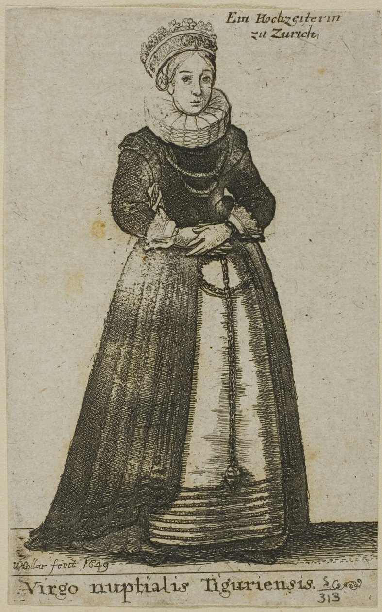 Femme de Zurich en robe de mariée - Wenceslaus Hollar