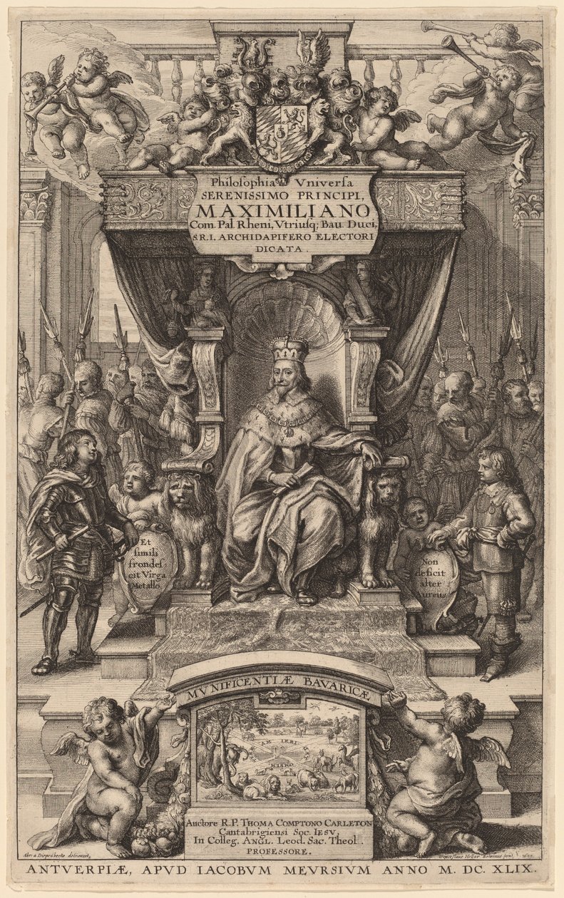 Page de titre de "Philosophia Universia" - Wenceslaus Hollar after Abraham van Diepenbeeck