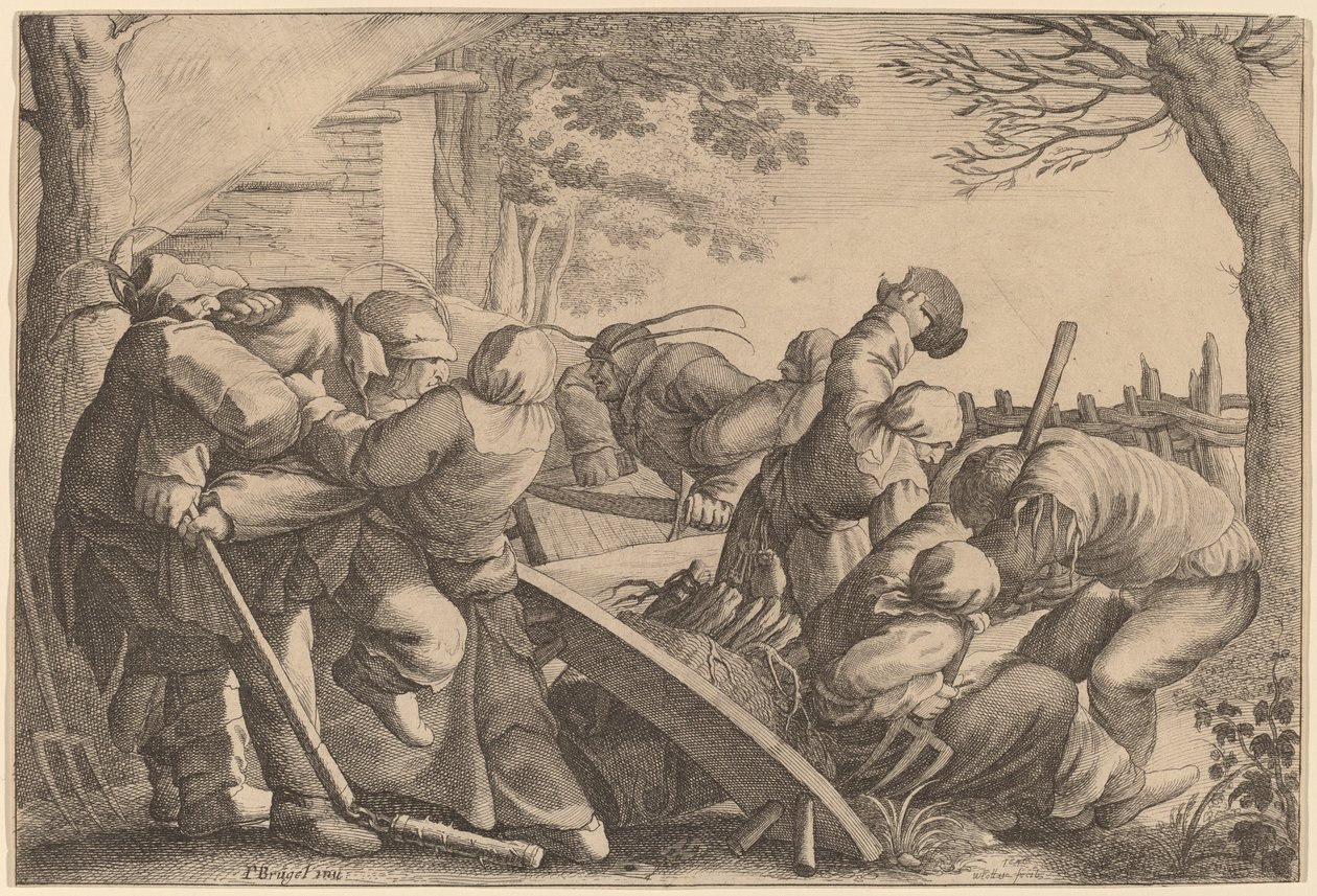 Rixe de paysans - Wenceslaus Hollar after Pieter Bruegel the Elder