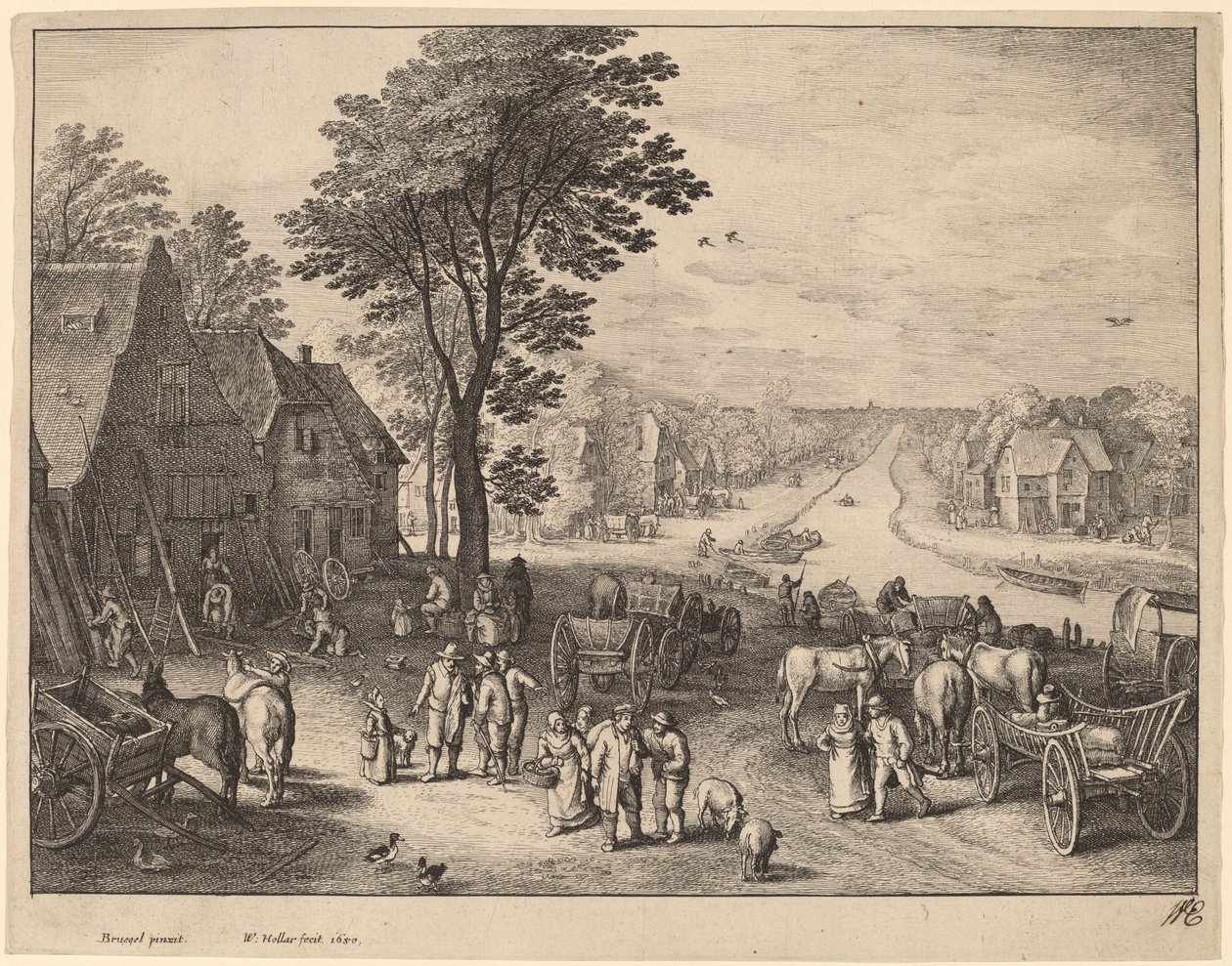 Le canal - Wenceslaus Hollar after Pieter Brueghel the Younger