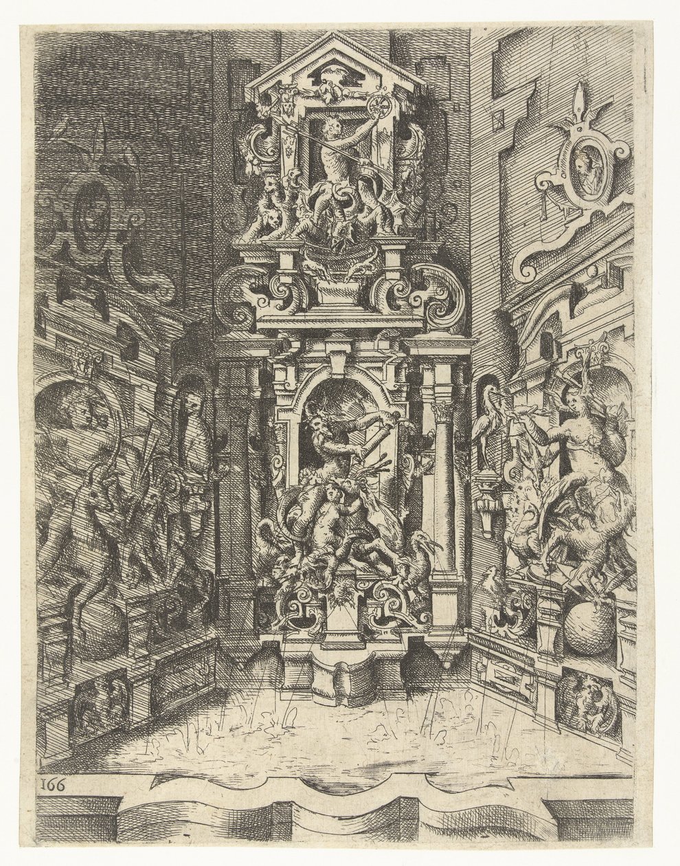 Grande fontaine, encastrée entre trois murs - Wendel Dietterlin (I)