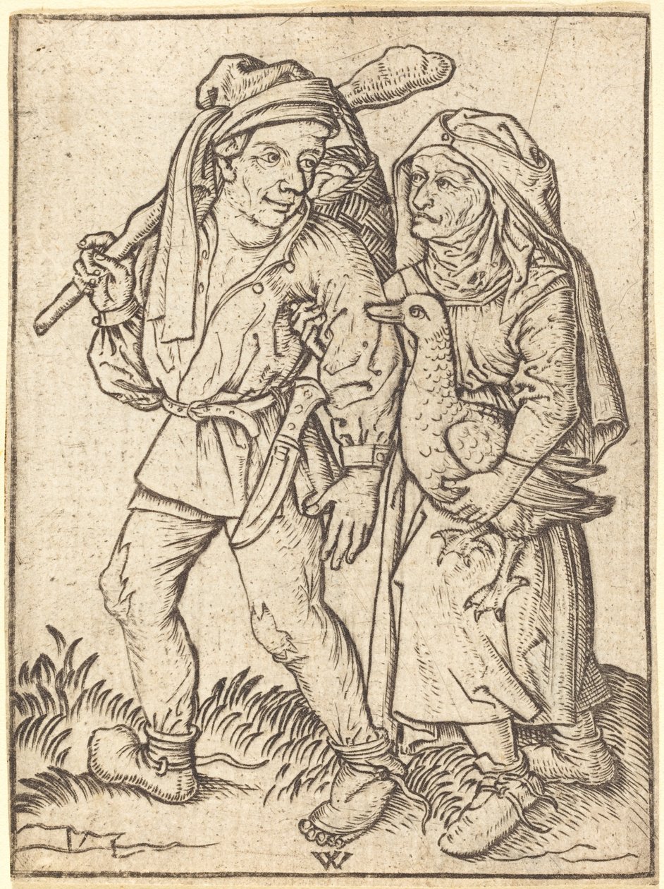 Fermier et Femme avec une Oie - Wenzel von Olmutz after Master of the Housebook