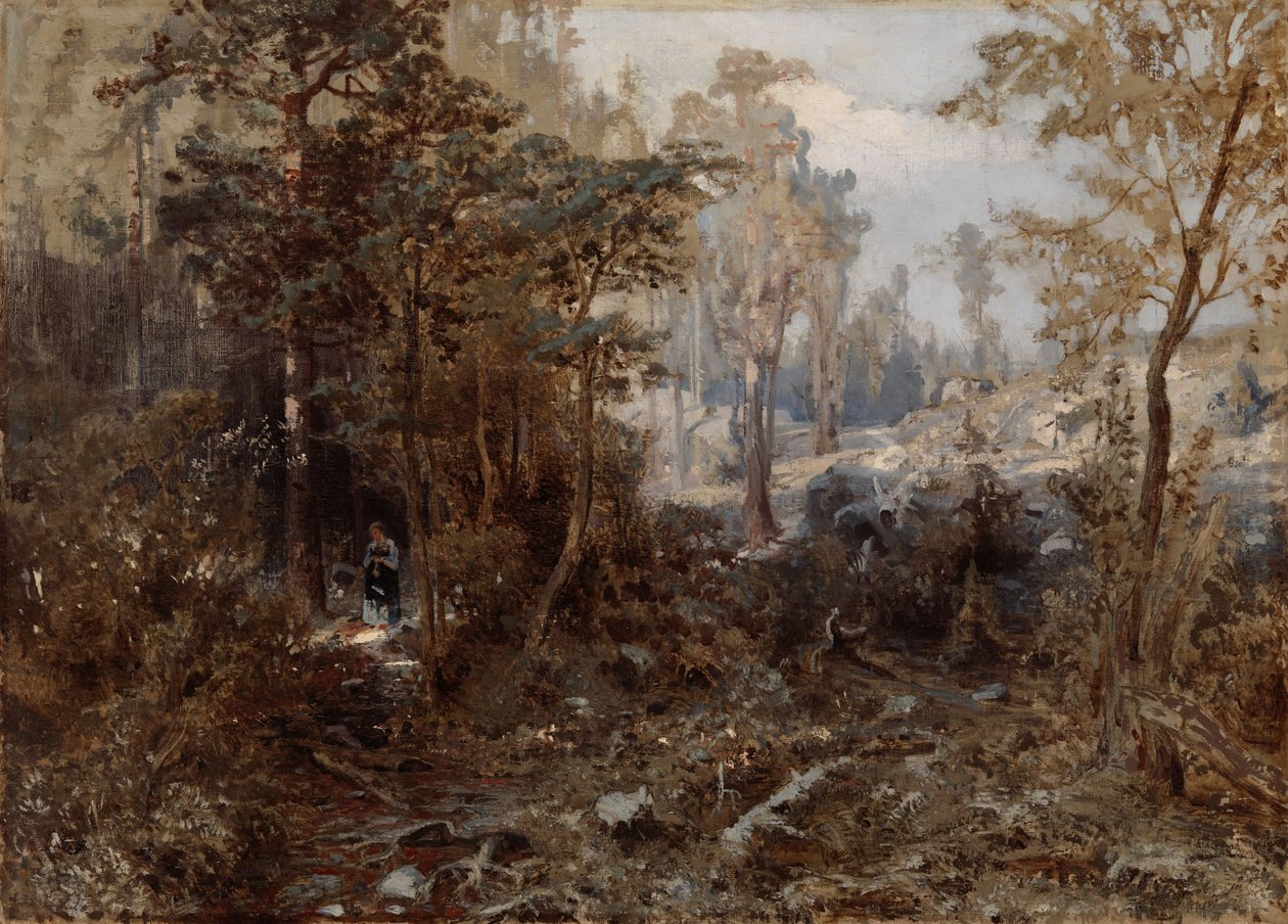 Paysage forestier près de Näsijärvi ; Inachevé - Werner Holmberg