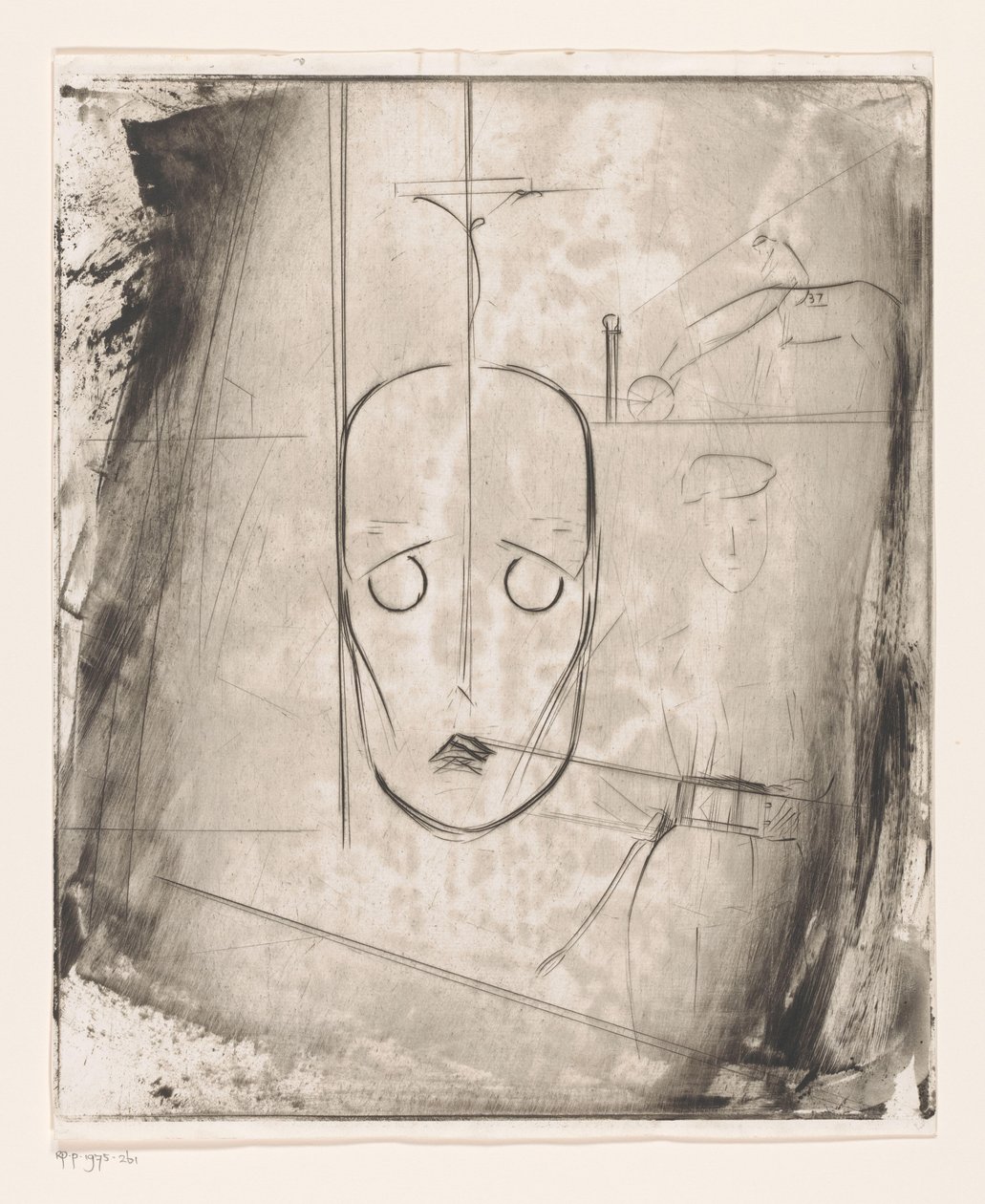 Composition avec visage et jockey à cheval - West (graveur)