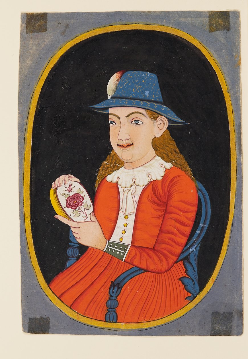 Européenne, probablement hollandaise, tenant une boîte émaillée - West Indian School