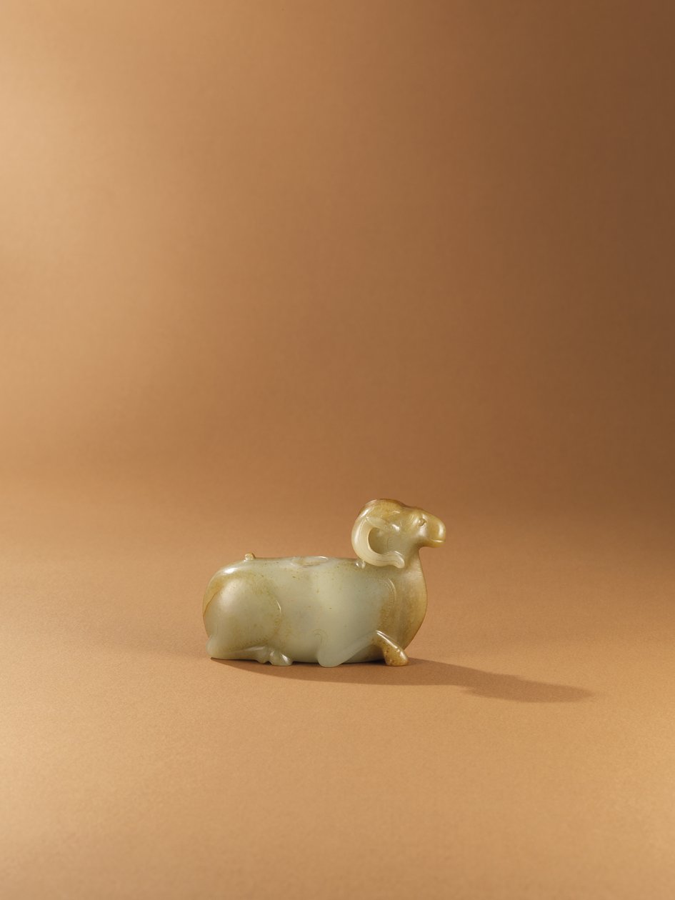 Pot à eau en forme de bélier (jade céladon) - Western Han Dynasty Chinese School