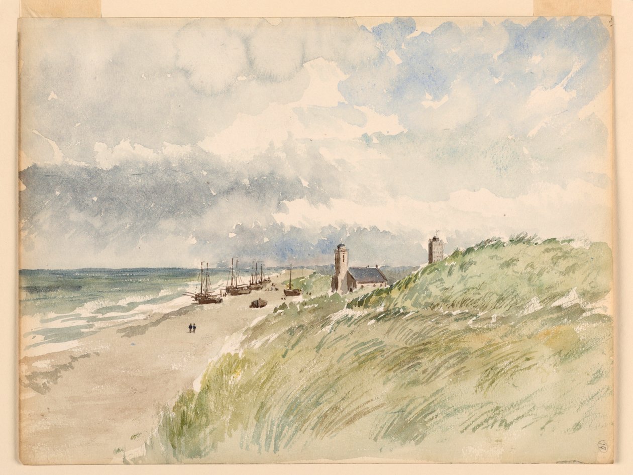 Dessin, Le rivage de Kativigh, Hollande, 21 août 1887 - Whitney Warren Jr.