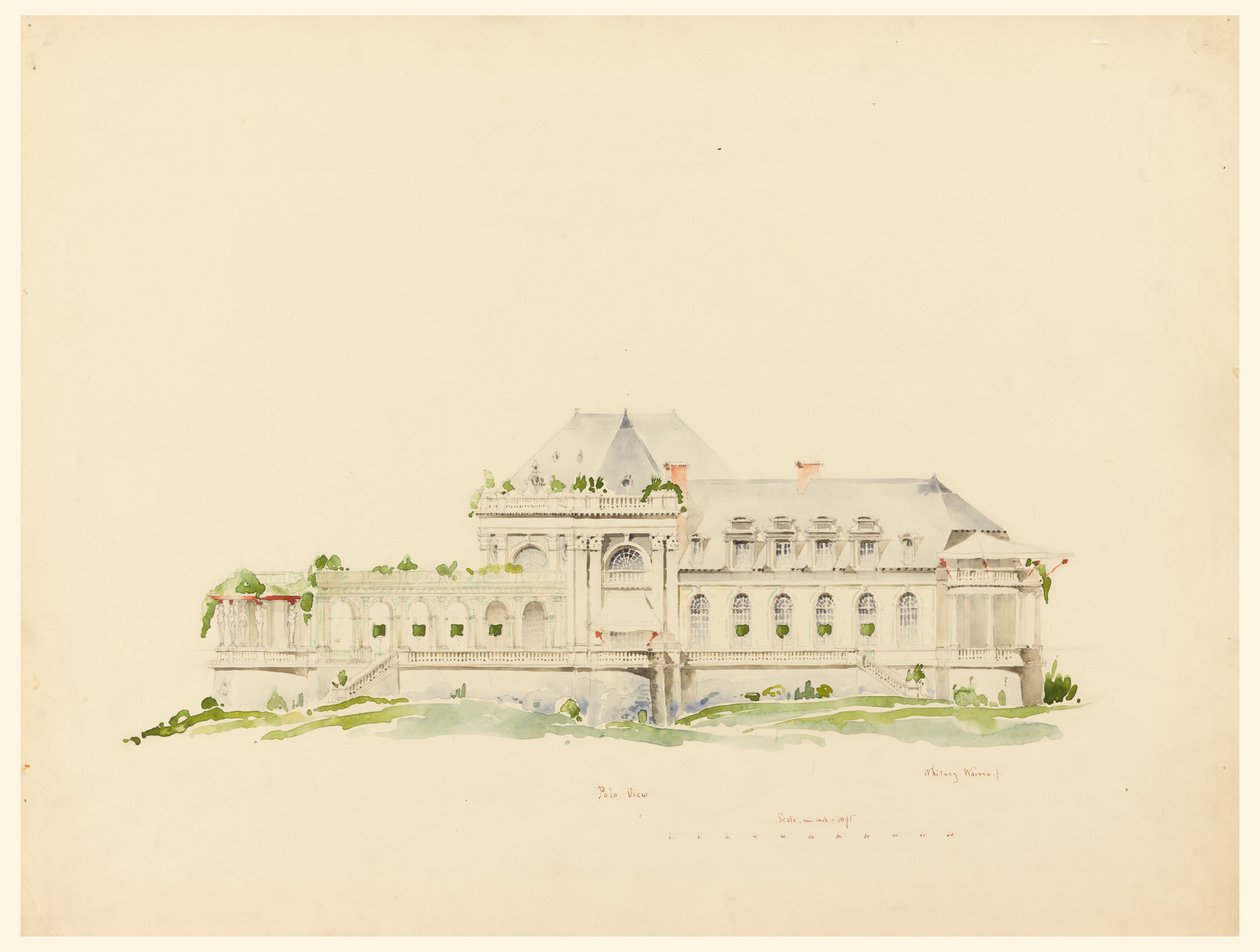 Élévation vers les terrains de polo, Clubhouse, Newport, Rhode Island et Golf Club - Whitney Warren Jr.