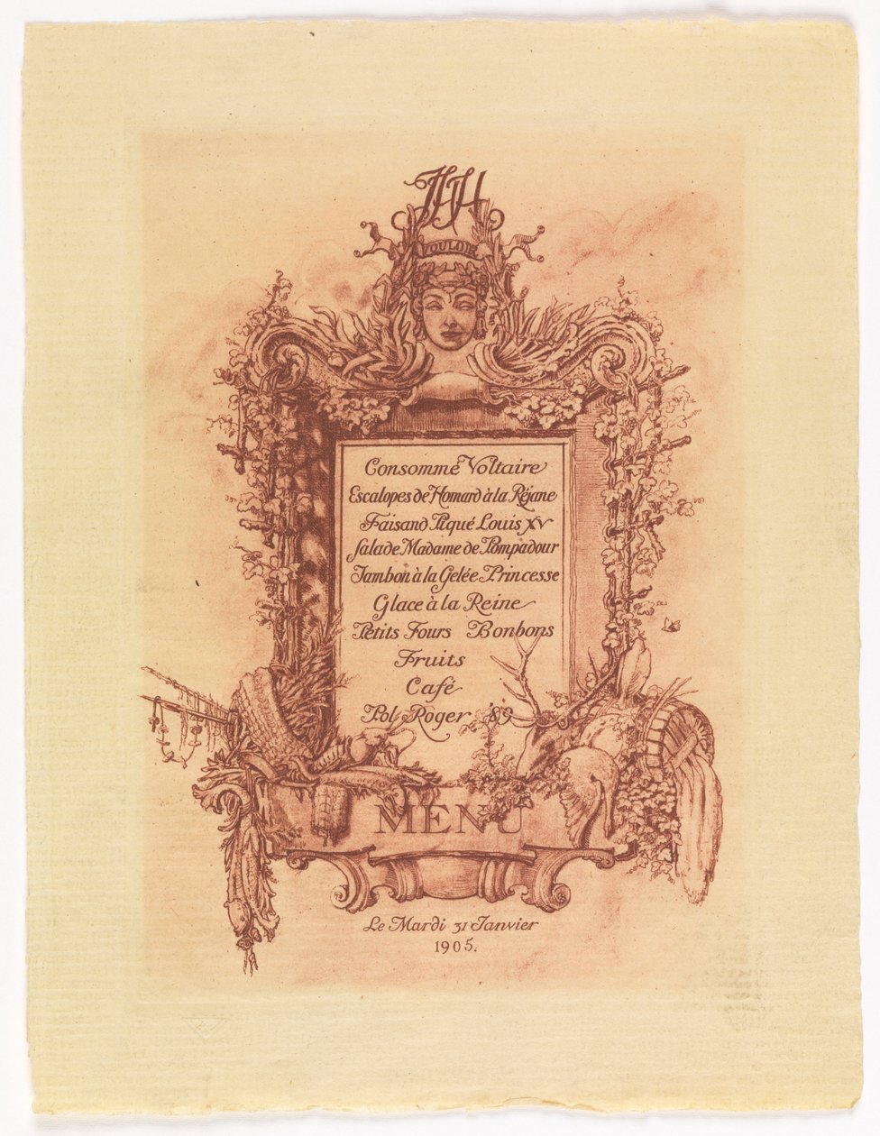Menu pour le bal donné par James Hazen Hyde, 31 janvier 1905 - Whitney Warren Jr.