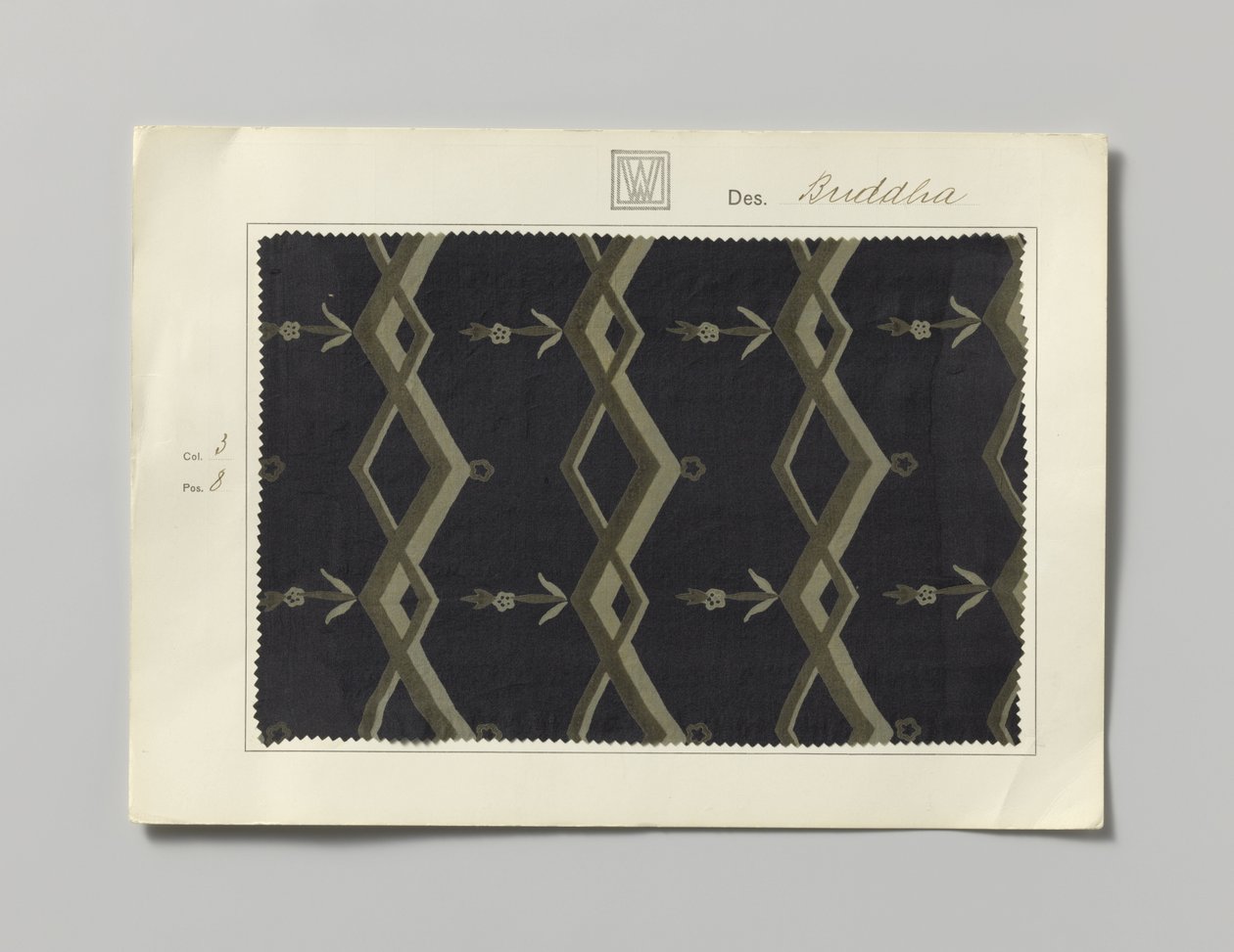 Échantillon de soie imprimée, motif Bouddha - Wiener Werkstätte
