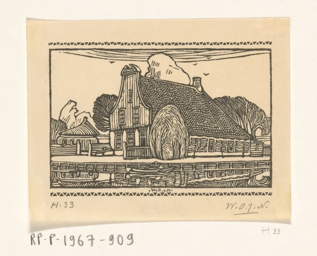 Maison avec façade en bois sur un canal à Edam - Wijnand Otto Jan Nieuwenkamp (signed by artist)