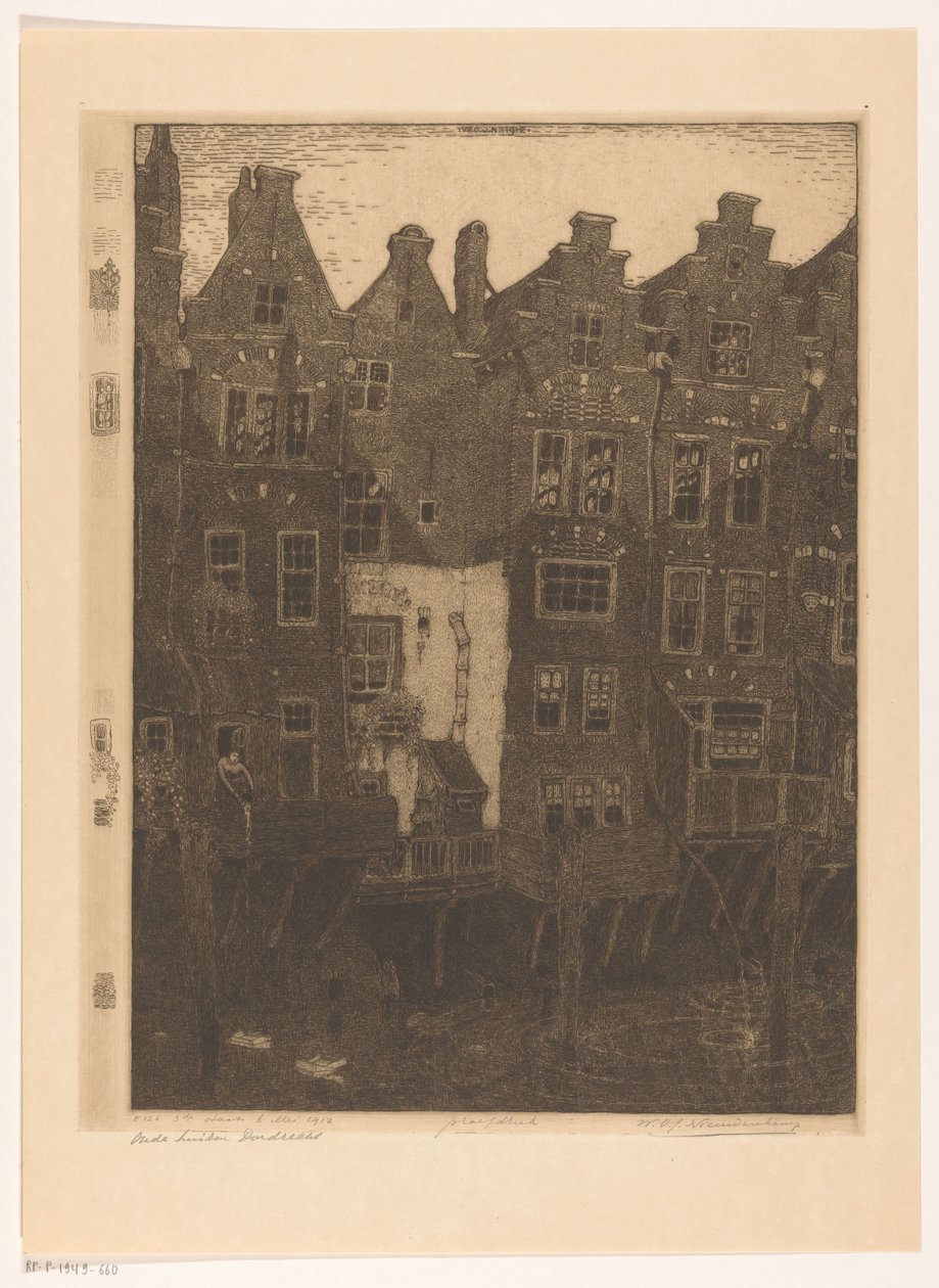 Maisons au Voorstraatshaven à Dordrecht - Wijnand Otto Jan Nieuwenkamp (signed by artist)