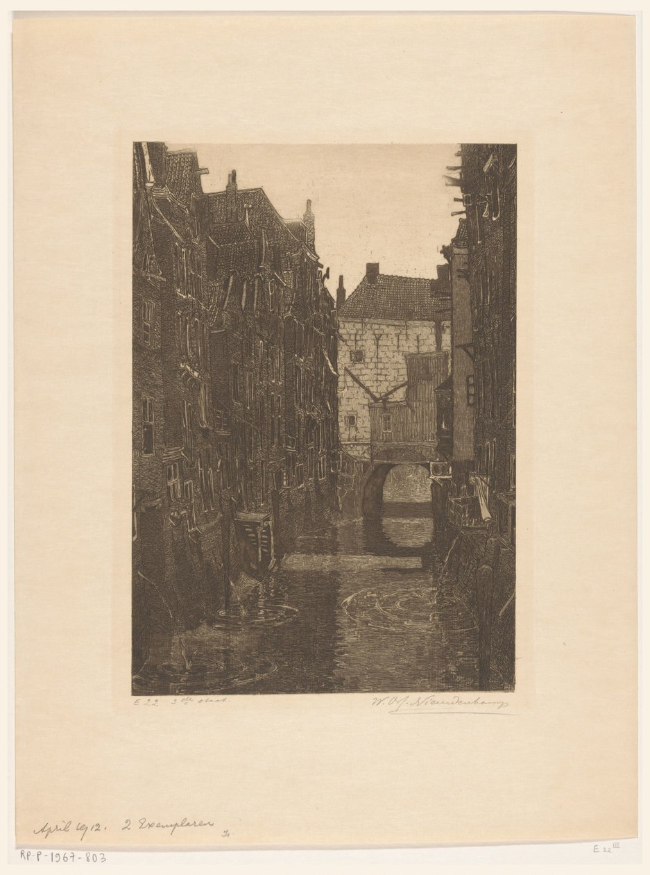 Maisons sur le Voorstraatshaven à Dordrecht - Wijnand Otto Jan Nieuwenkamp (signed by artist)