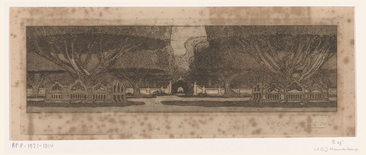 Arbres Waringin dans le jardin du palais du sultan à Yogyakarta - Wijnand Otto Jan Nieuwenkamp (signed by artist)