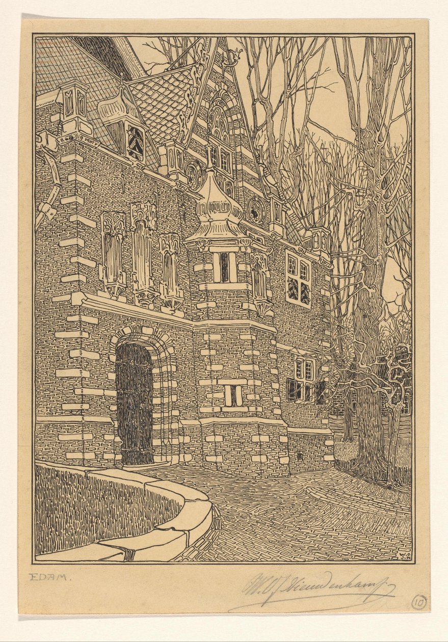Portail sud de la Grande ou église Saint-Nicolas à Edam - Wijnand Otto Jan Nieuwenkamp (signed by artist)