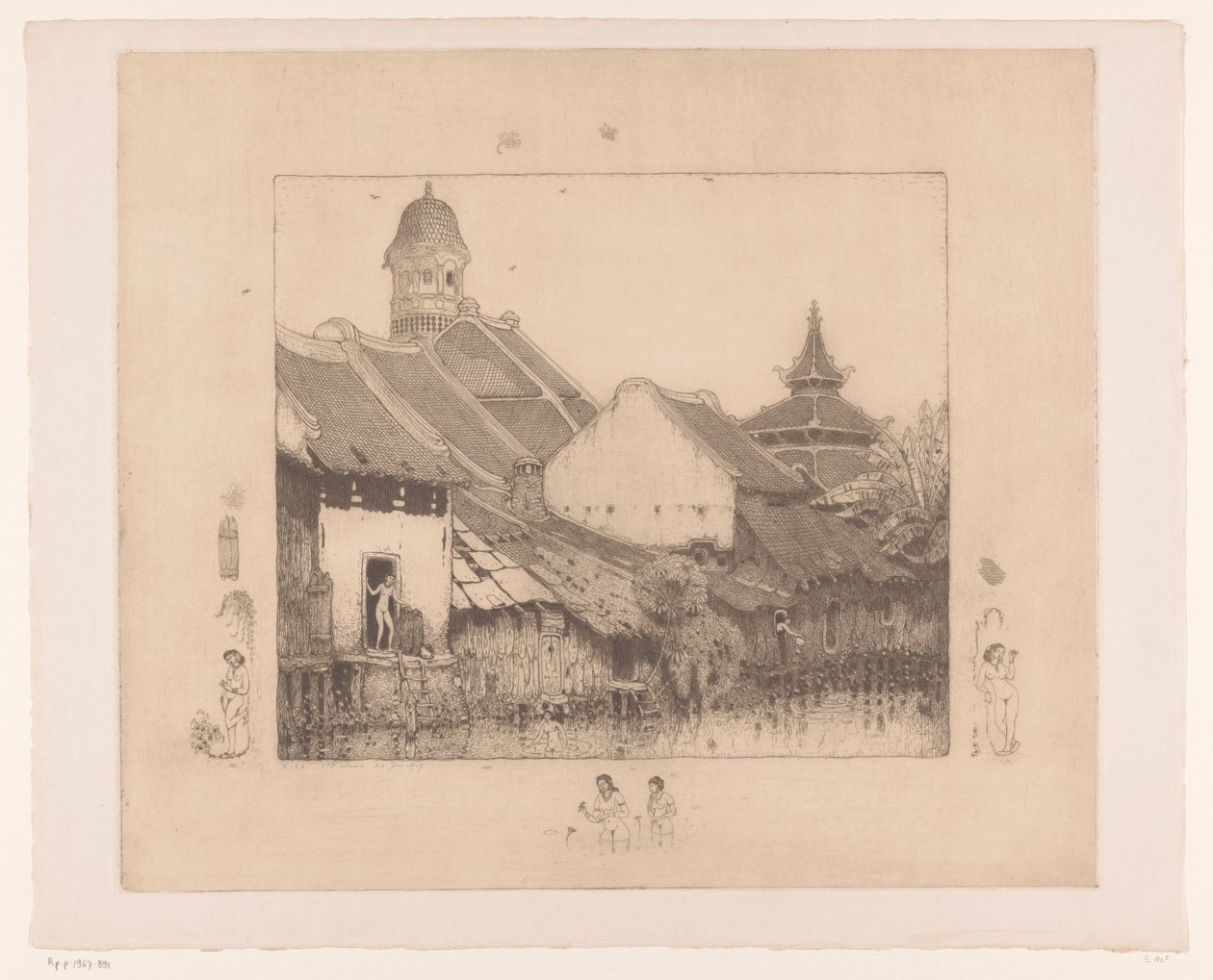 Maisons et baigneuses à Semarang - Wijnand Otto Jan Nieuwenkamp