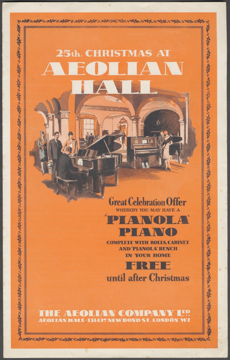 Pianolas de la société Aeolian, années 1920 - Wilfred Fryer