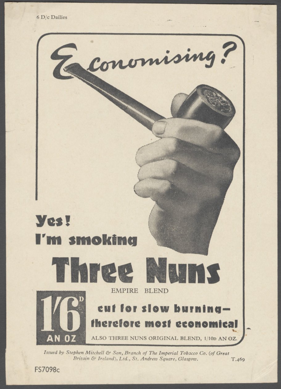 Tabac à pipe Three Nuns, années 1930 - Wilfred Fryer