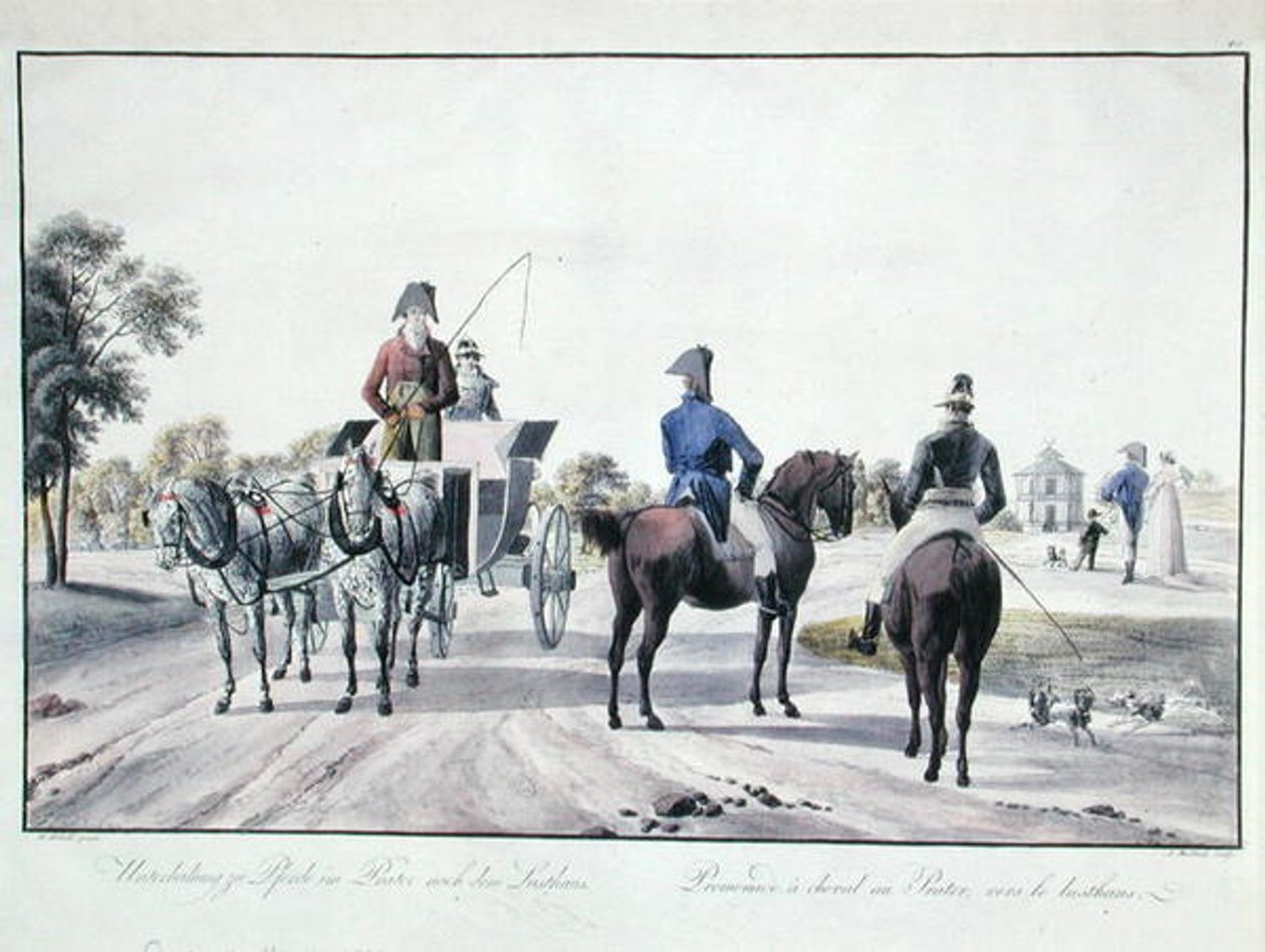 Promenade dans le parc du Prater, Vienne, gravé par Adam von Bartsch (1757-1821) 1804 (gravure en couleur) - Wilhelm Alexander (after) Kobell