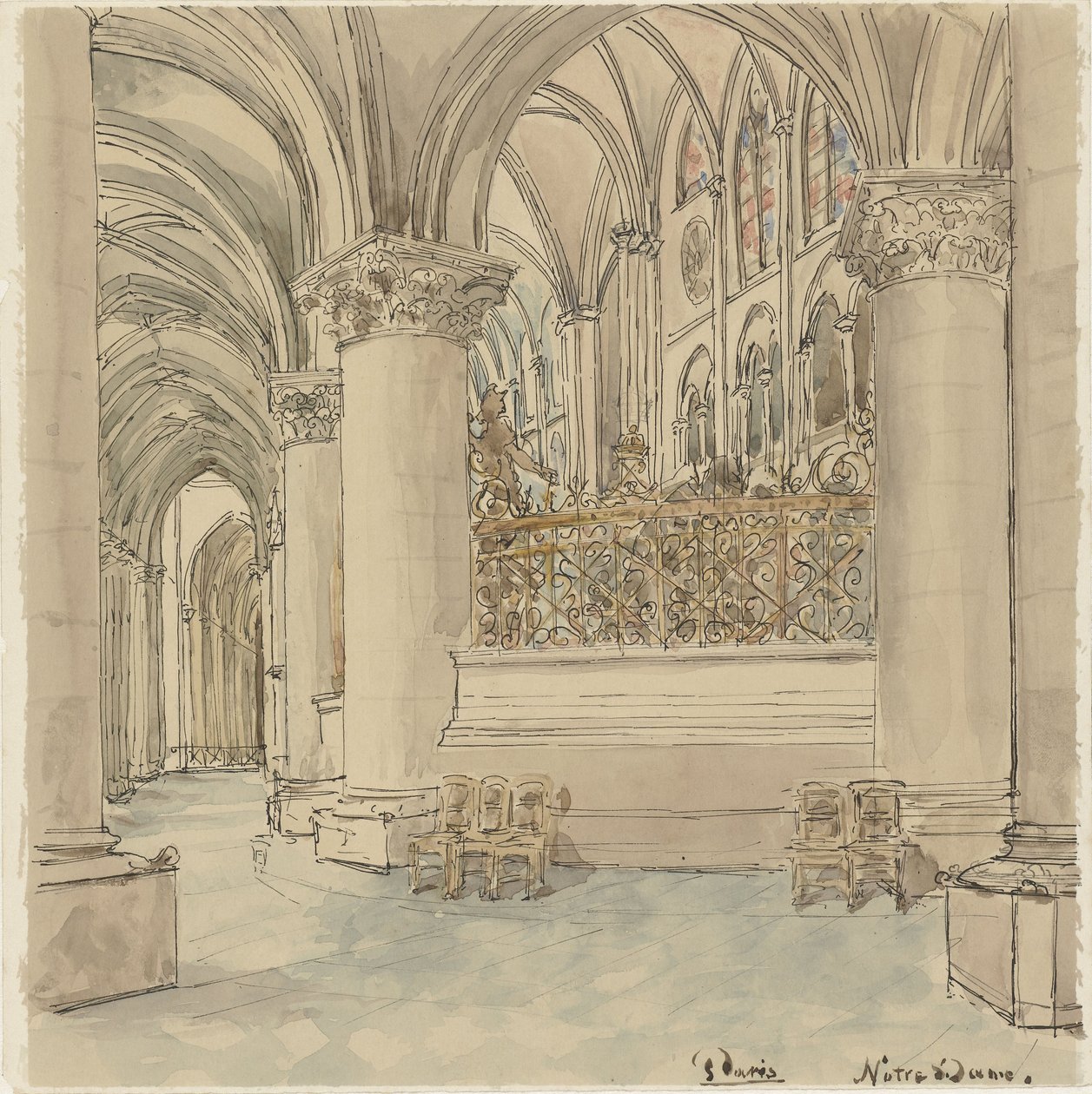 Intérieur de Notre-Dame de Paris - Wilhelm Cornelis Bauer