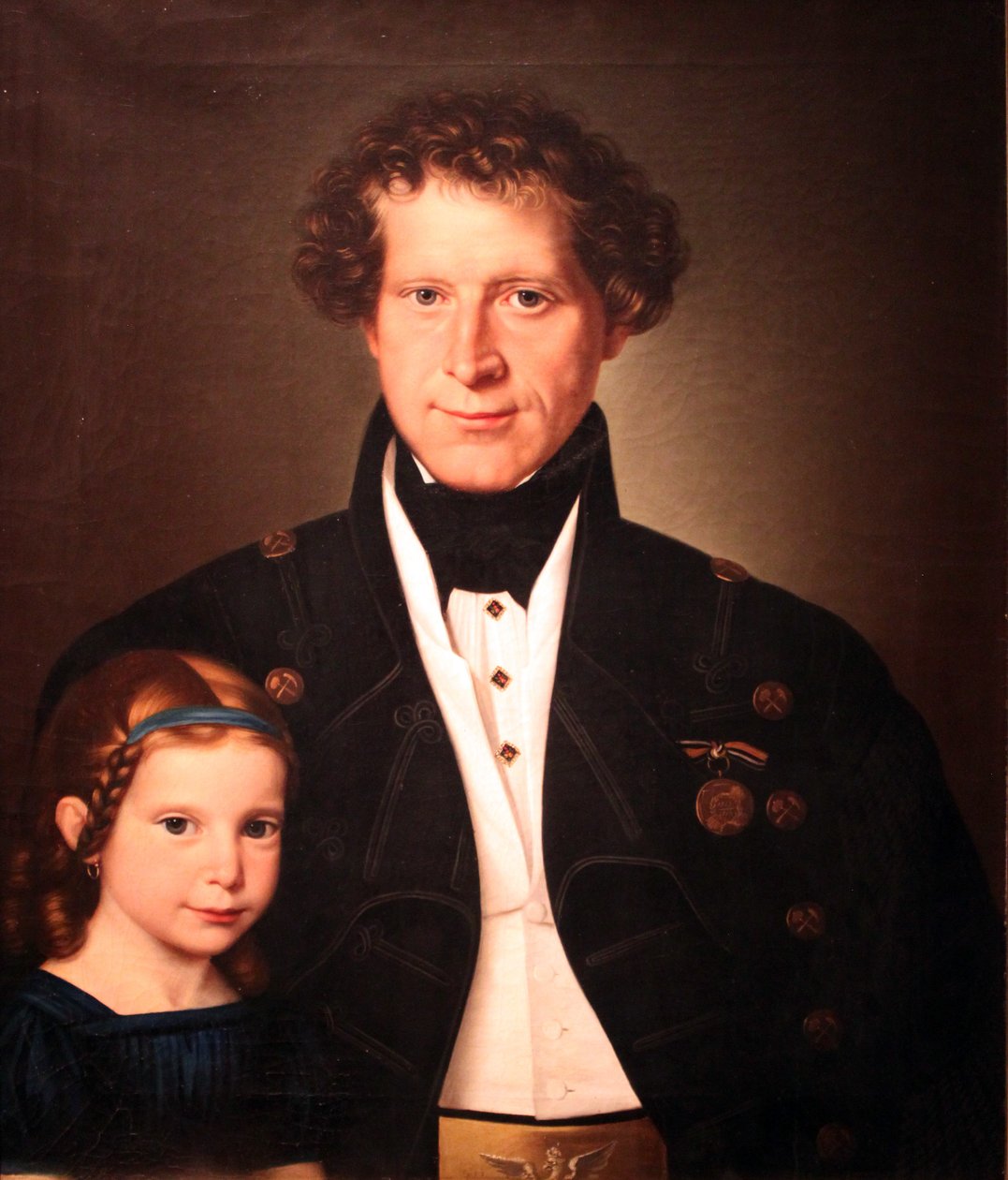 Ferdinand Zimmermann, maître fondeur, et sa fille Marie} - Wilhelm Gottfried Bauer
