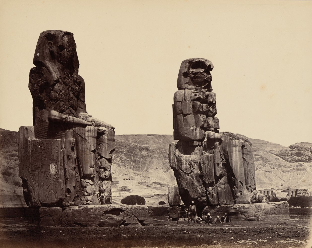 Colosses de Memnon à Thèbes (Colossi of Memnon at Thebes),c. 1859 (photo) - Wilhelm Hammerschmidt
