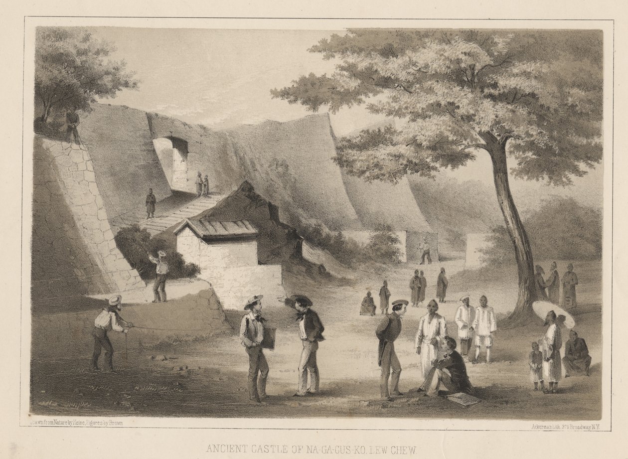 Ancien château de Na-Ga-Cus-Ko, Lew Chew, 1855 - Wilhelm Joseph Heine