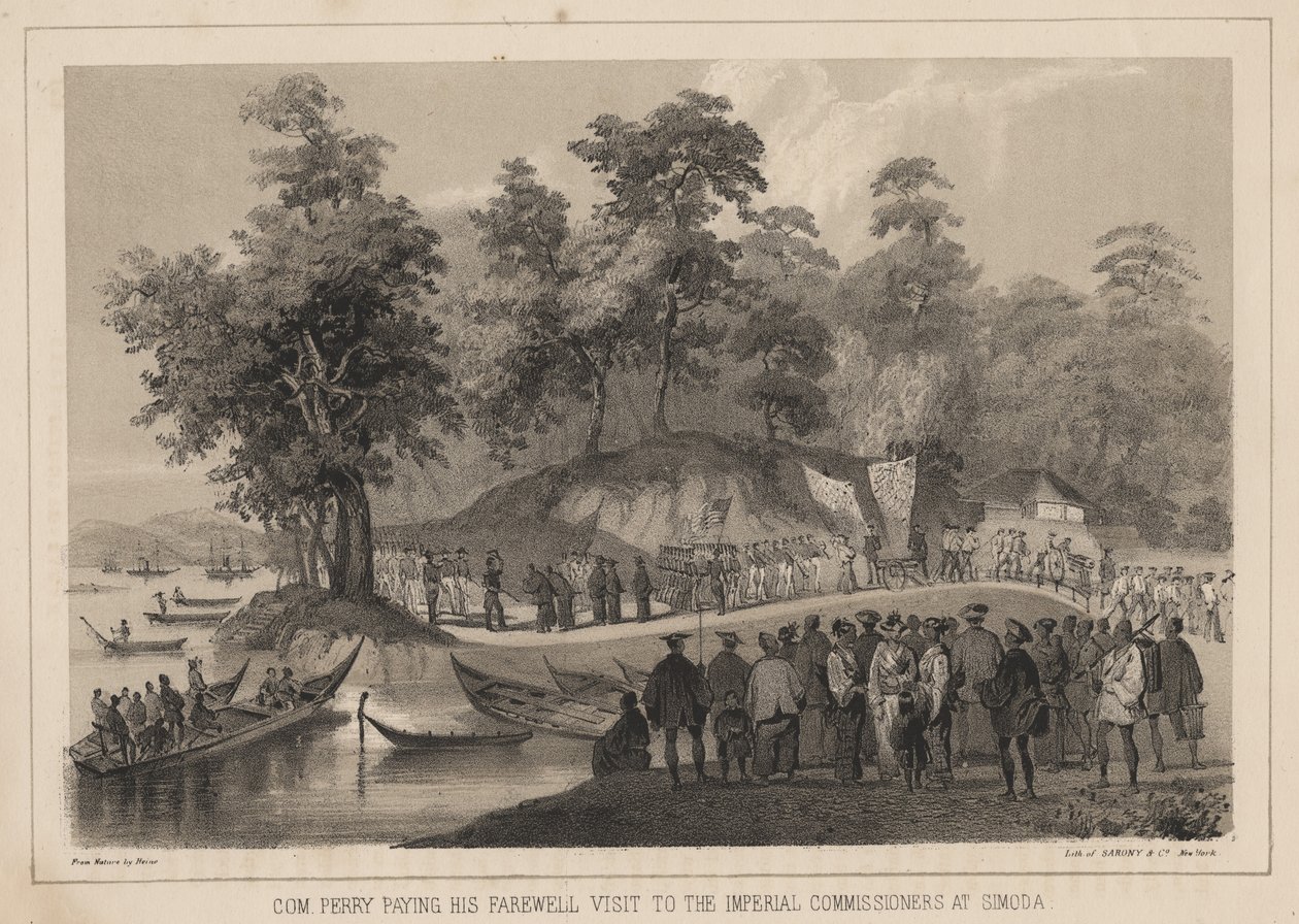 Le commandant Perry faisant ses adieux aux commissaires impériaux à Simoda, 1855 - Wilhelm Joseph Heine