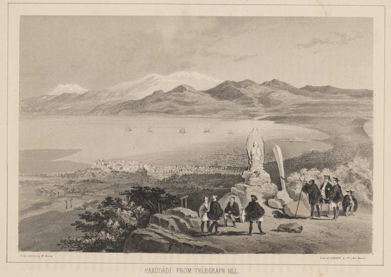 Hakodadi depuis Telegraph Hill, 1855 - Wilhelm Joseph Heine