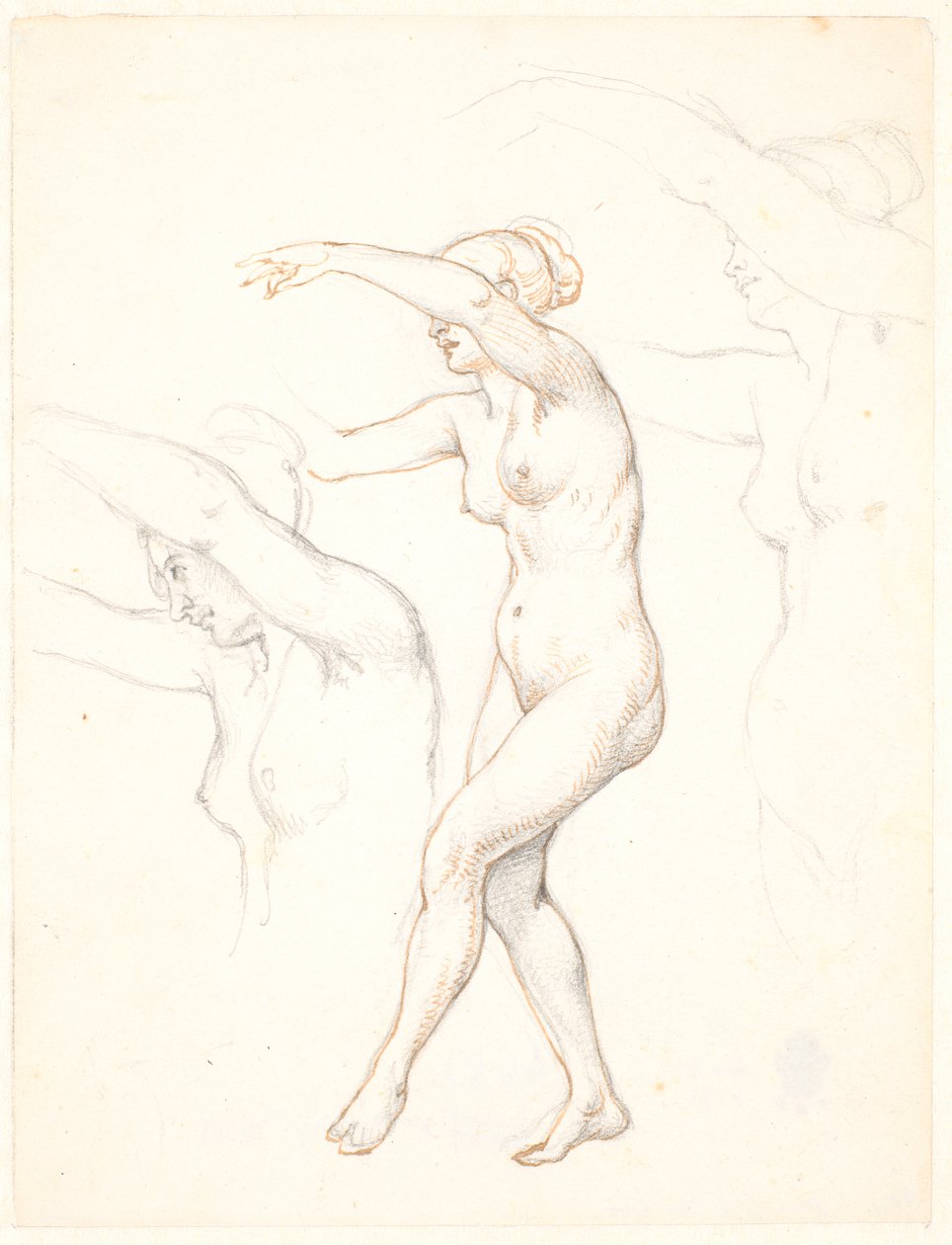 Feuille avec trois études de femme nue dansant - Wilhelm Marstrand