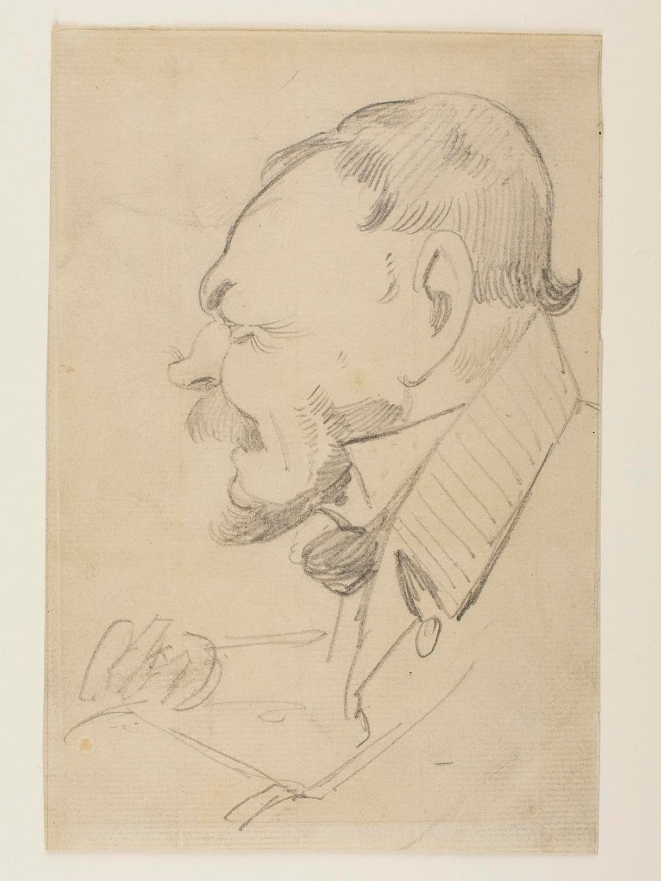 Caricature de Gottlieb Bindesbøll - Wilhelm Marstrand