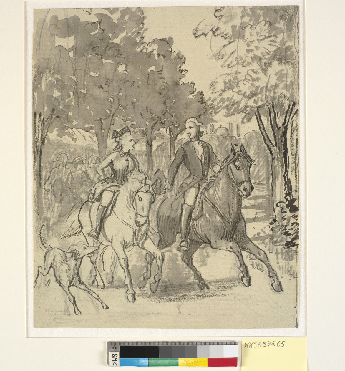 Caroline Mathilde et Struensee en promenade à cheval près de Hørsholm - Wilhelm Marstrand